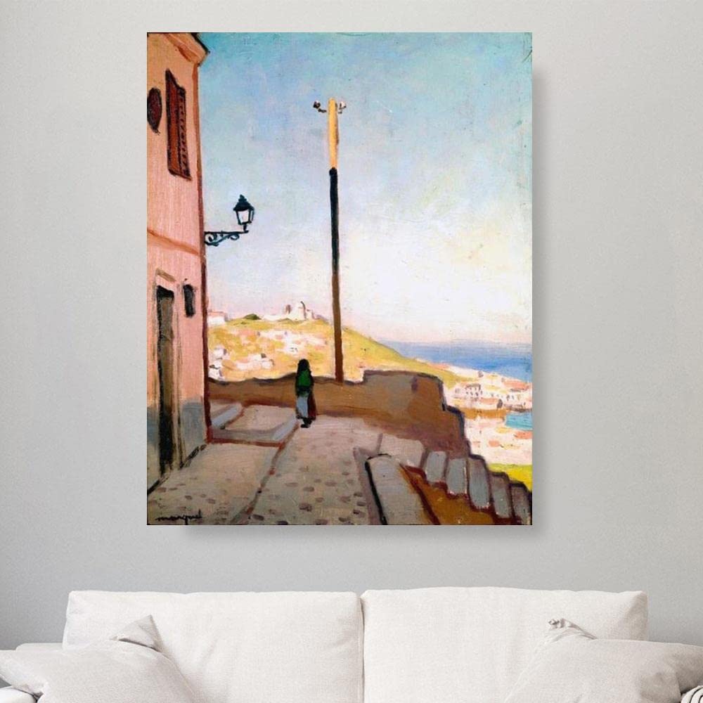 AMANUO Albert Marquet Hand Painted Oil Painting - 38x48 Inch Landscape Canvas Wall Art (95x120cm) Rolled Up - View from The Kasbah D5067 - Perfect for Living Room, Bedroom & Office Decor