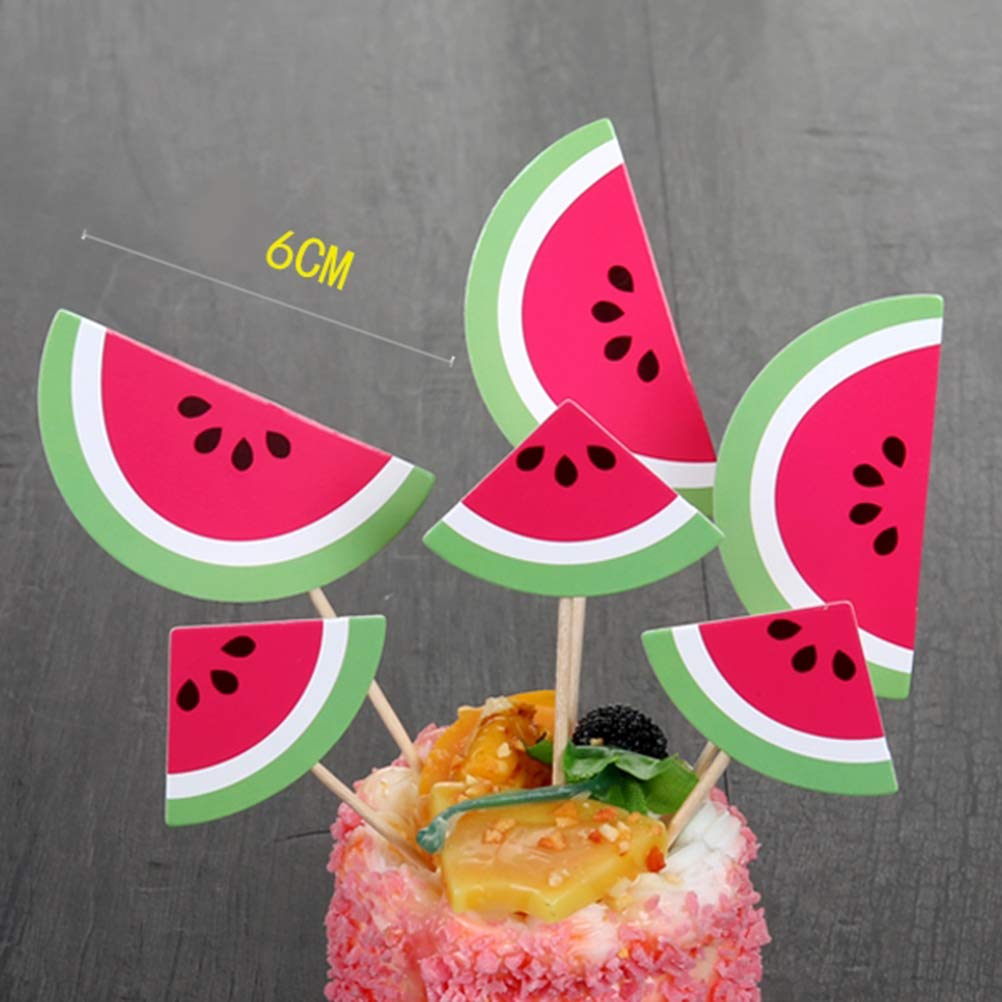 12pcs Watermelon Shaped Cake Toppers - Cupcake Decorations for Birthday, Baby Shower & Summer Party - Edible Cake Picks for DIY Baking & Dessert Decor