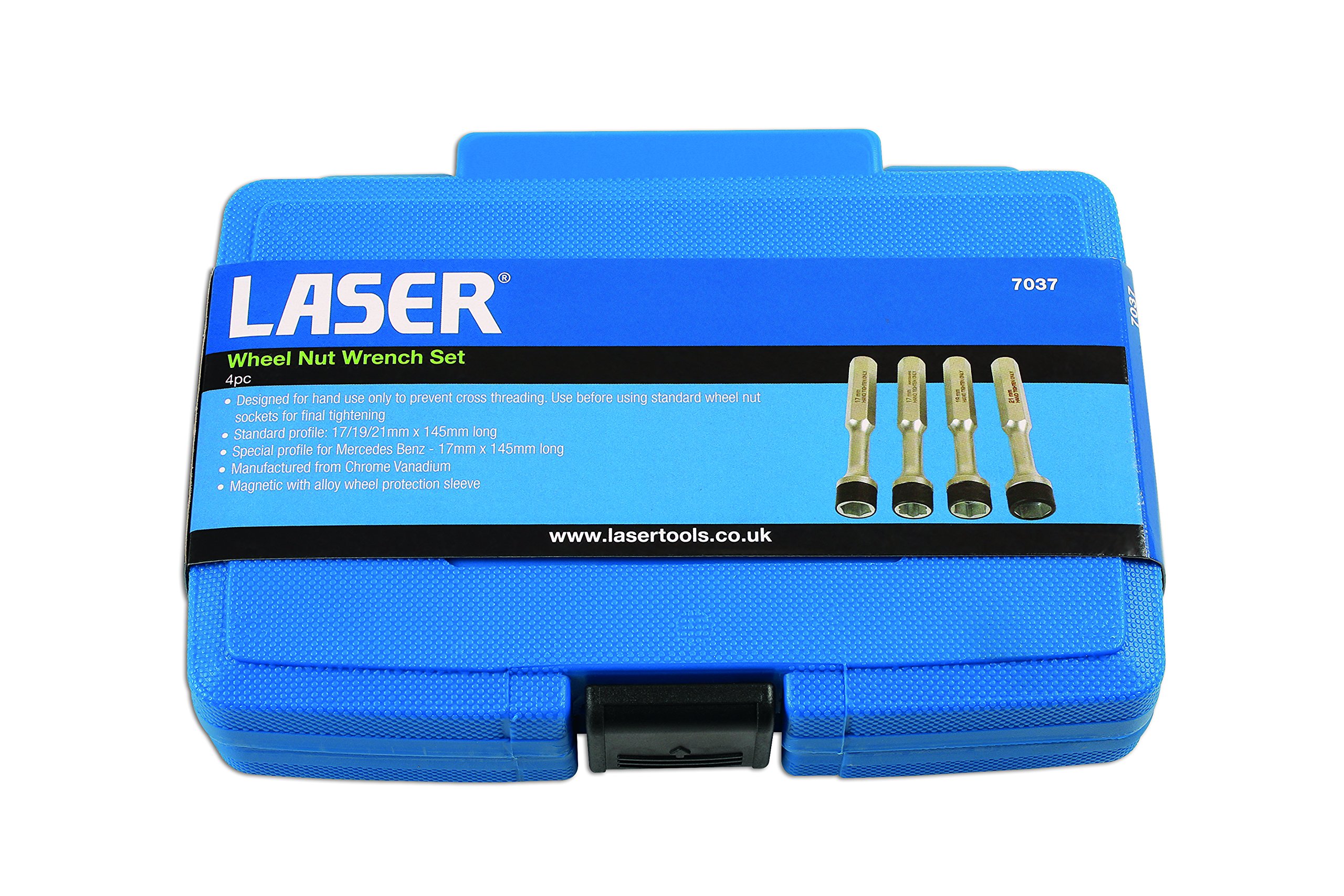 Laser 7037 4-Piece Wheel Nut Wrench Set - Heavy Duty Lug Nut Remover for Cars, Trucks & SUVs - Perfect for Tire Changes, Roadside Emergencies & Auto Repairs