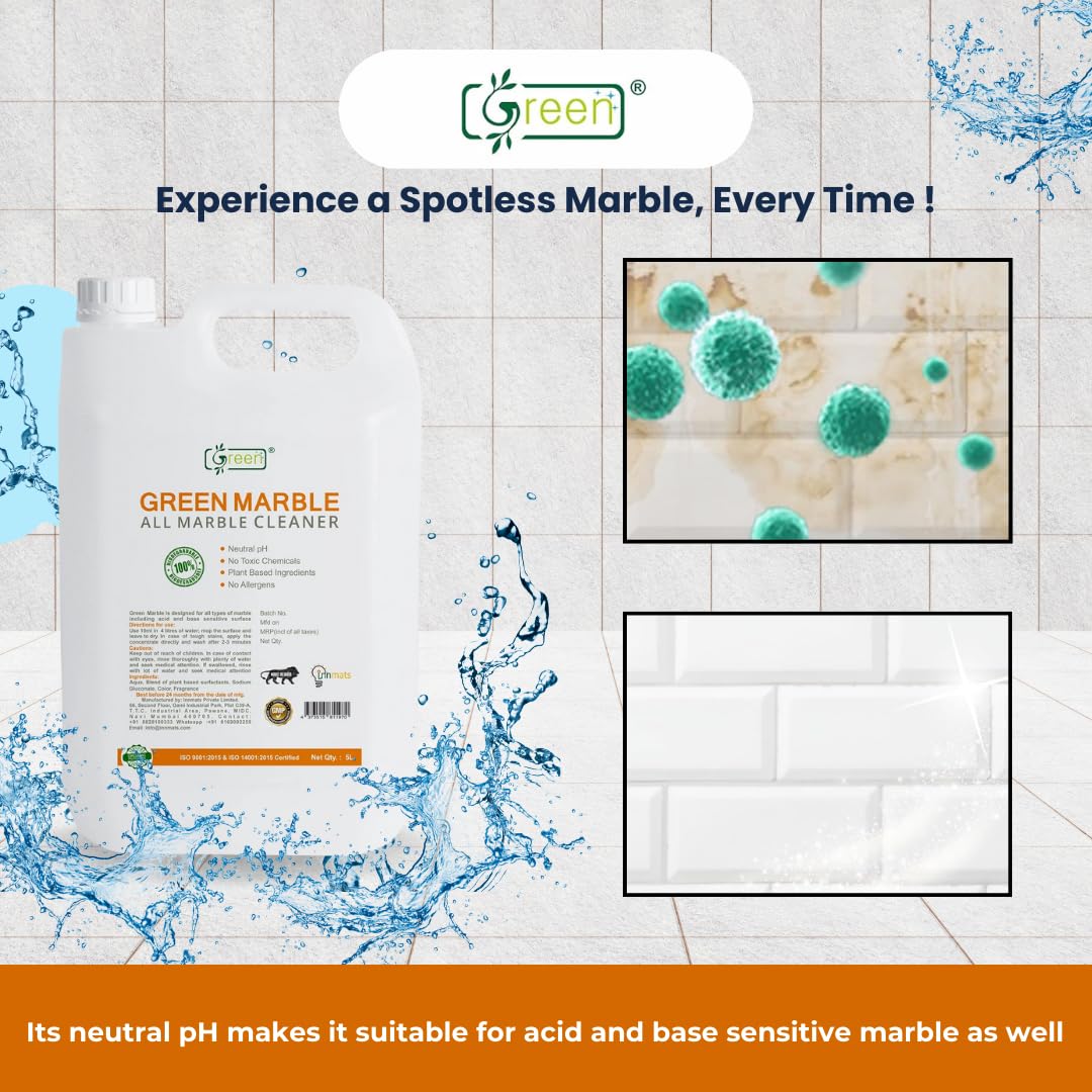 Green-Marble 5L Premium Marble Floor Cleaner & Maintainer - Deep Cleans & Protects Natural Stone Floors for Homes & Commercial Spaces