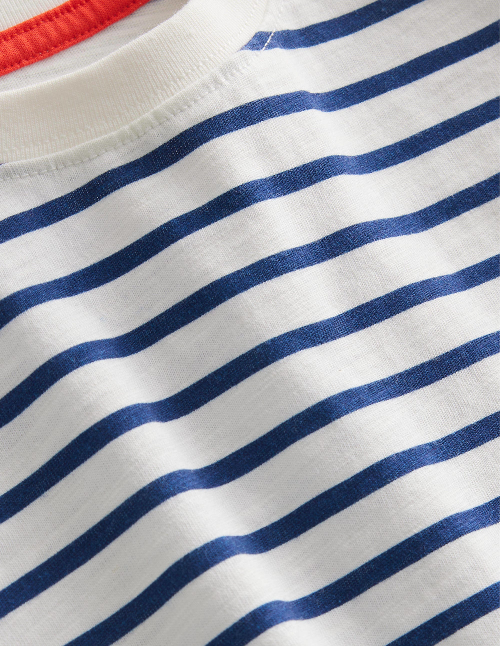 Boxy Short Sleeve Breton Stripe Top in Ivory & Navy - Casual Women's T-Shirt for Everyday Wear, Weekend Outfits & Layering