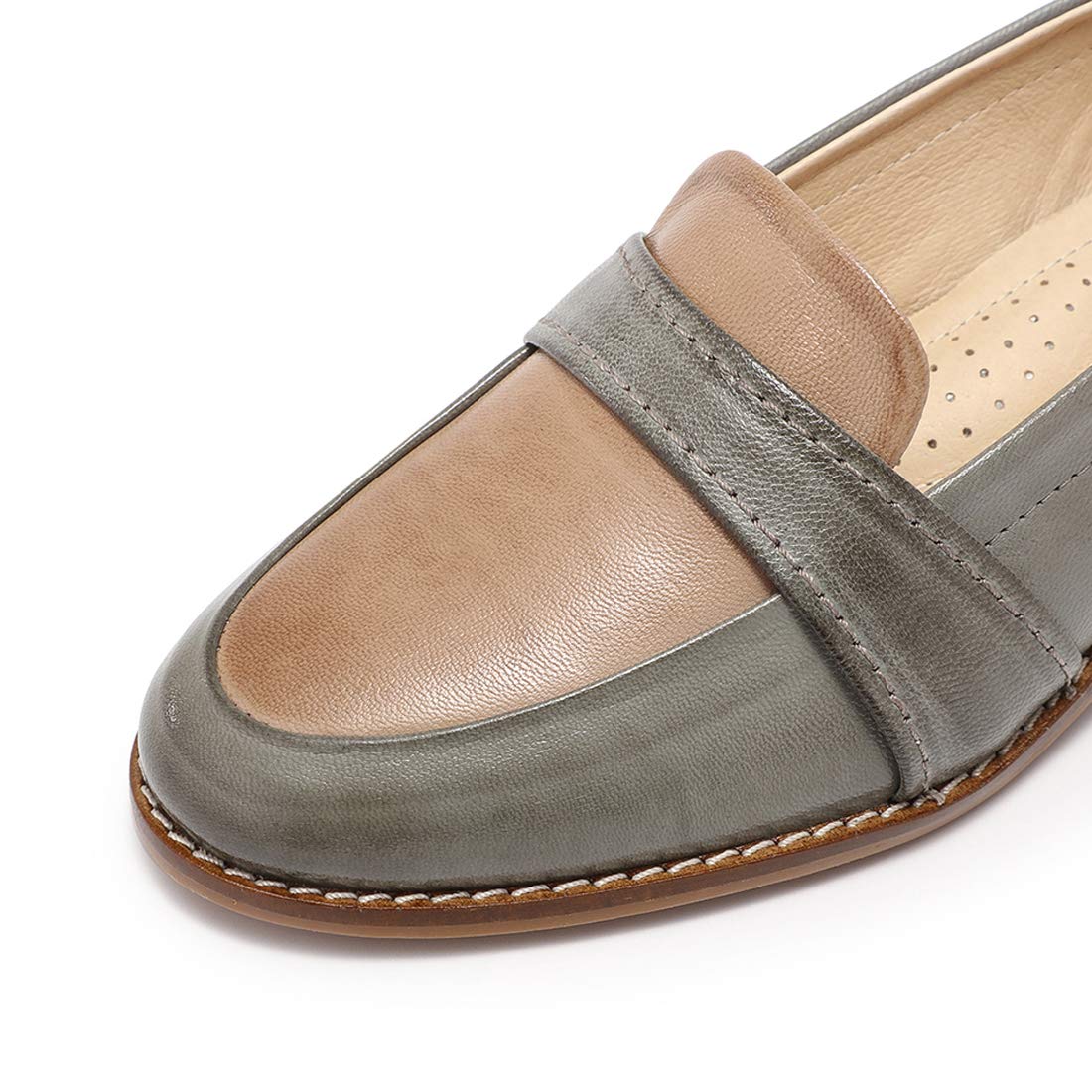Mona Flying Women's Genuine Leather Penny Loafers - Slip On Dress Flats for Office, Business & Casual Wear - Comfortable Work Shoes for Professional Women