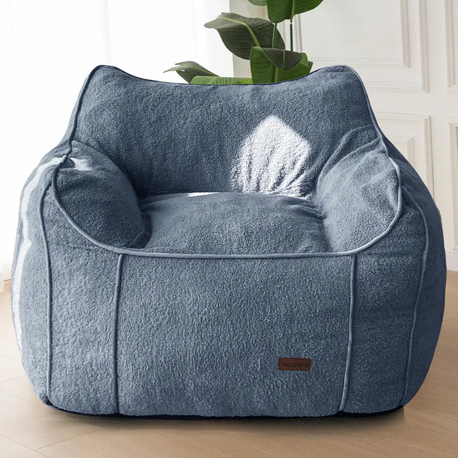 MAXYOYO Giant Bean Bag Chair for Adults - Extra Large Fluffy Bean Bag Couch with Decorative Edges, Dusty Blue - Perfect for Living Room, Bedroom, Game Room & Dorm Relaxation