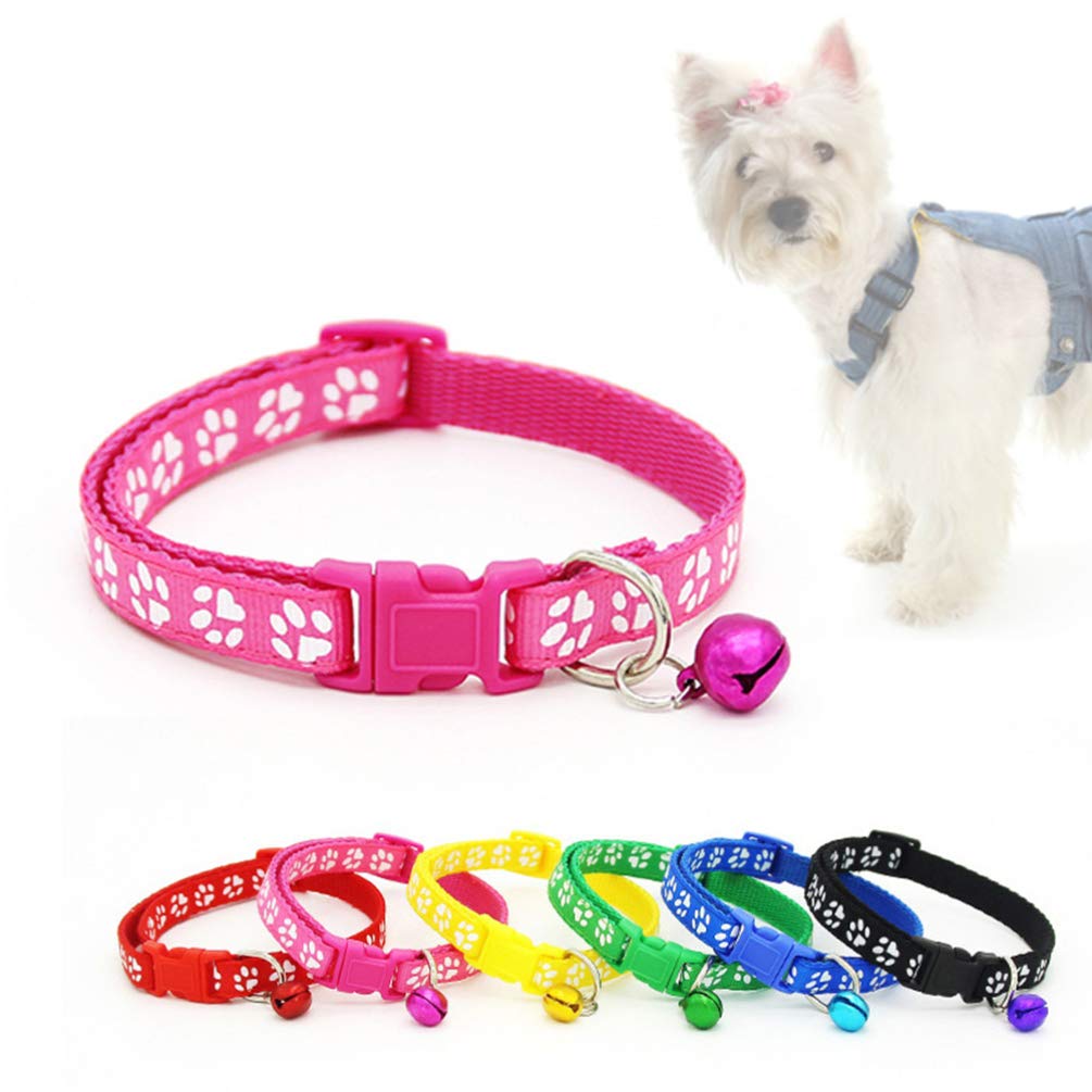 POPETPOP Small Dog Collar - Adjustable Pet Collar with Ribbon for Puppies & Small Dogs (Red) - Perfect for Daily Walks, Training & Fashion Accessories