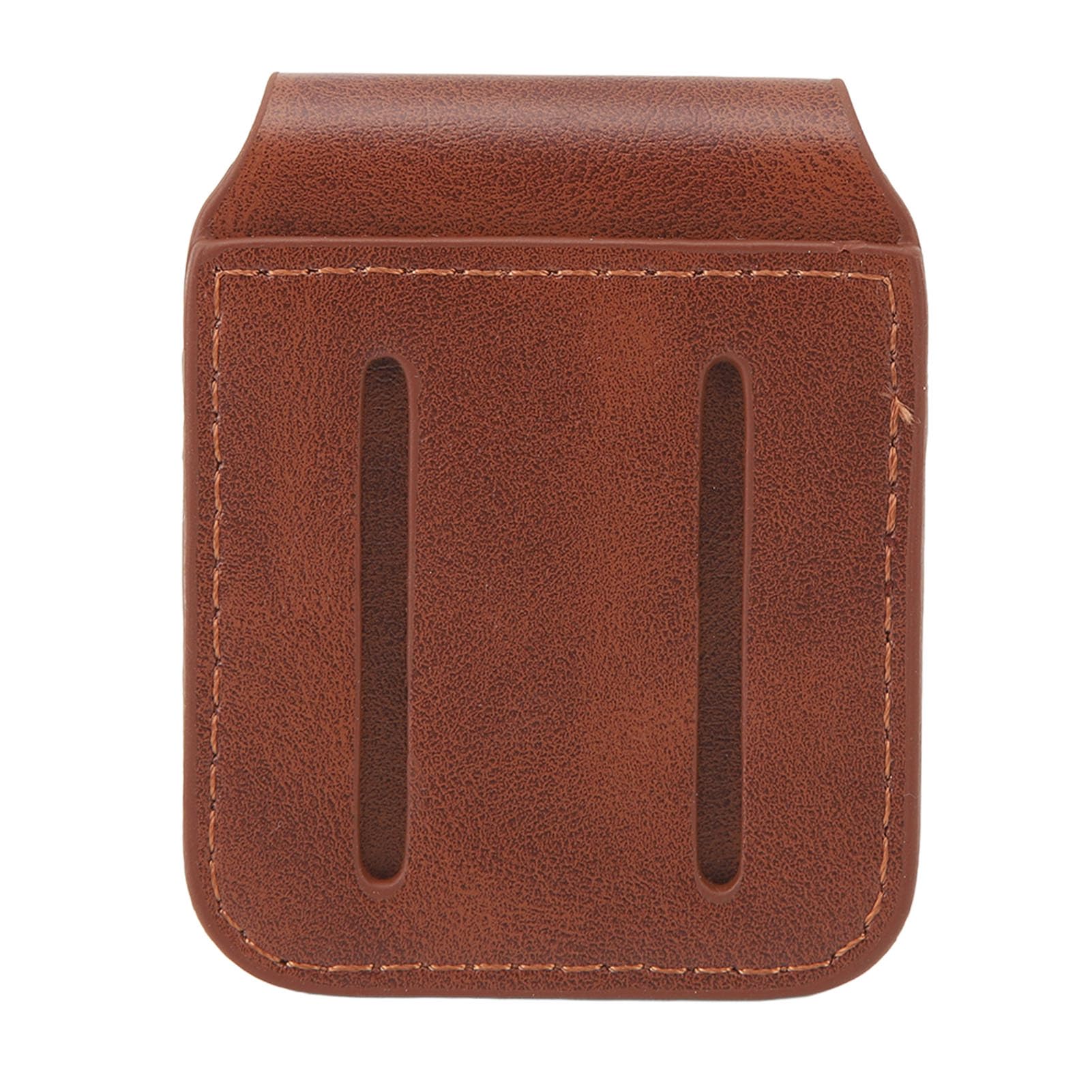 Handmade Flip Top Leather Lighter Pouch Case - Tactical Lighter Storage Organizer with Magnetic Buckle & Soft Lining - Anti-Scratch Waist Case for Outdoor, Camping, Hiking & EDC (Brown)