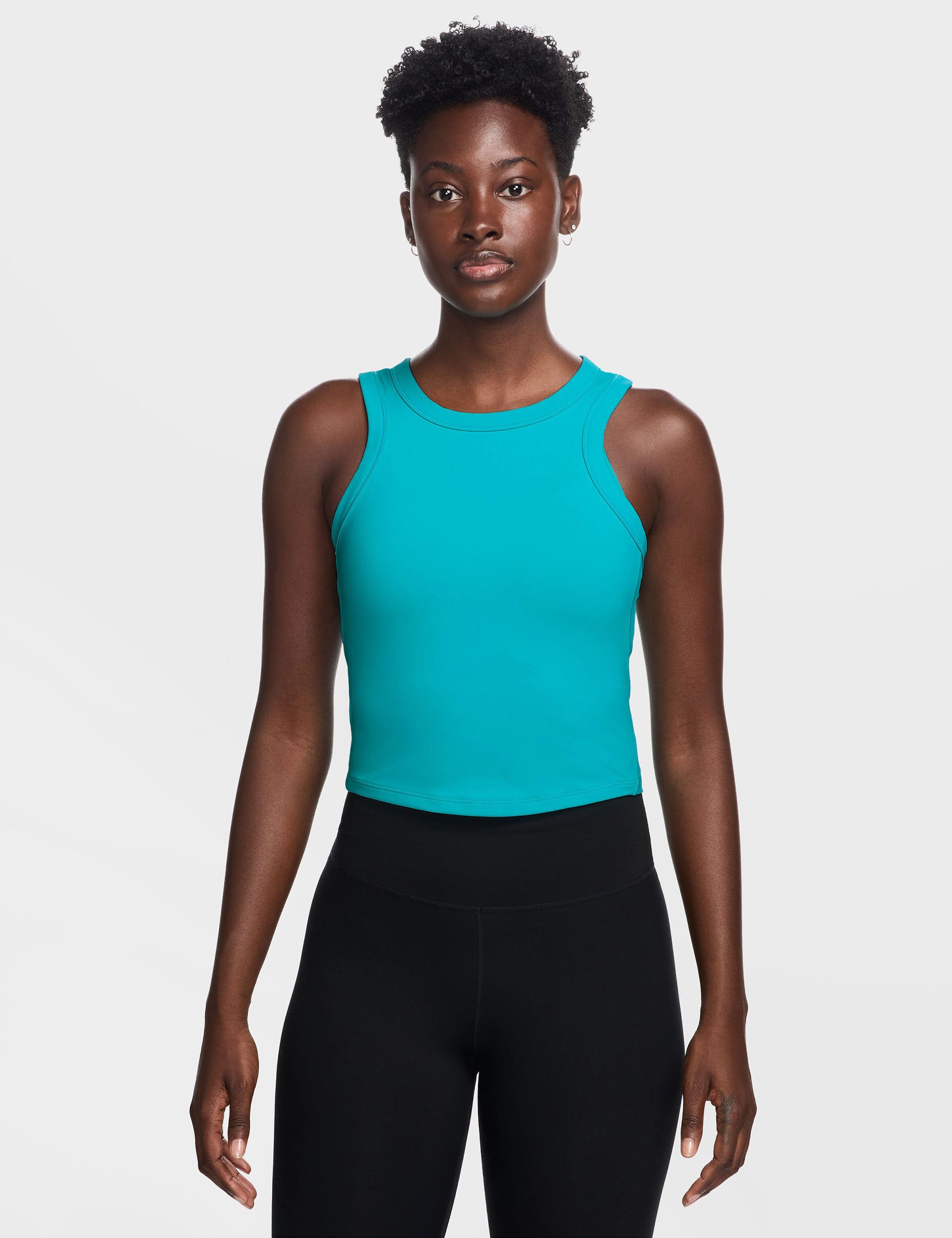 Nike Dri-FIT Cropped Tank Top for Women - Moisture-Wicking, Breathable Workout Top in Dusty Cactus/Black - Perfect for Yoga, Running & Gym