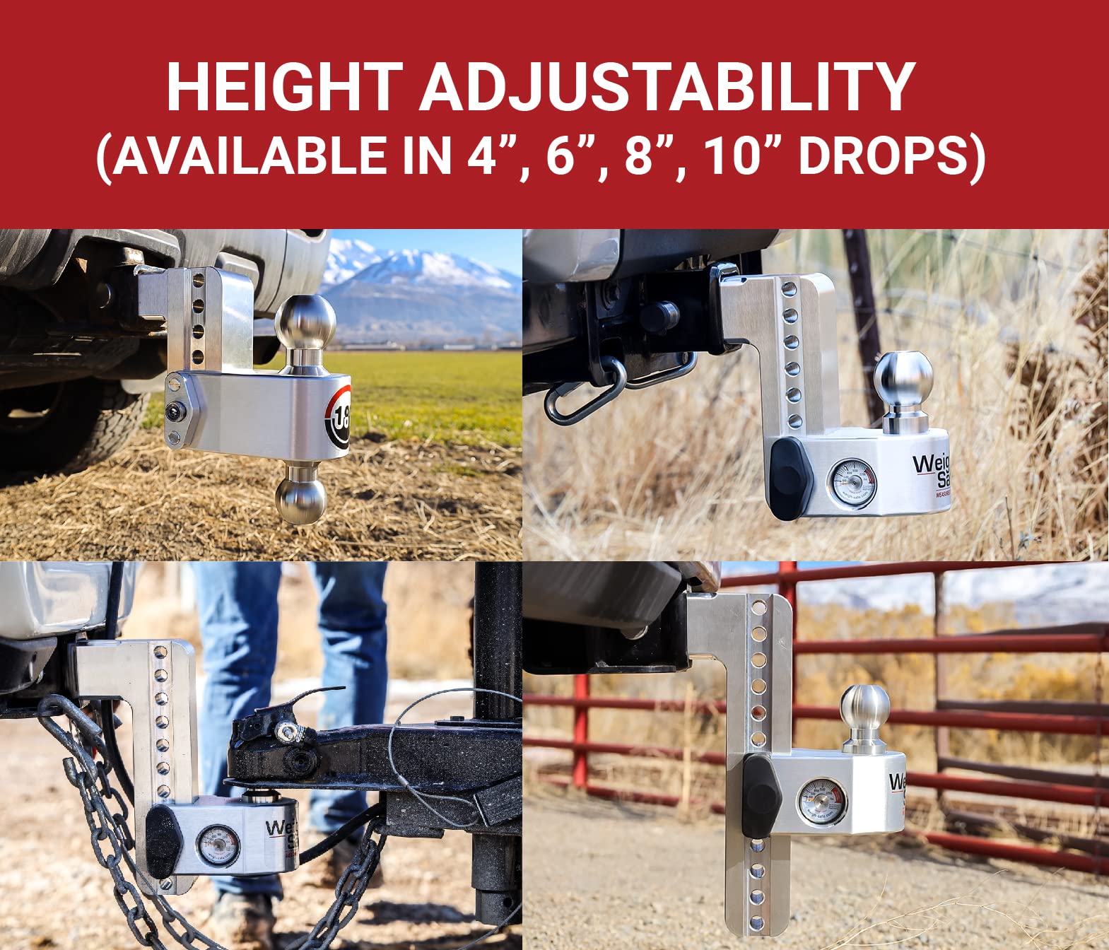 Weigh Safe Adjustable Trailer Hitch Ball Mount - 6