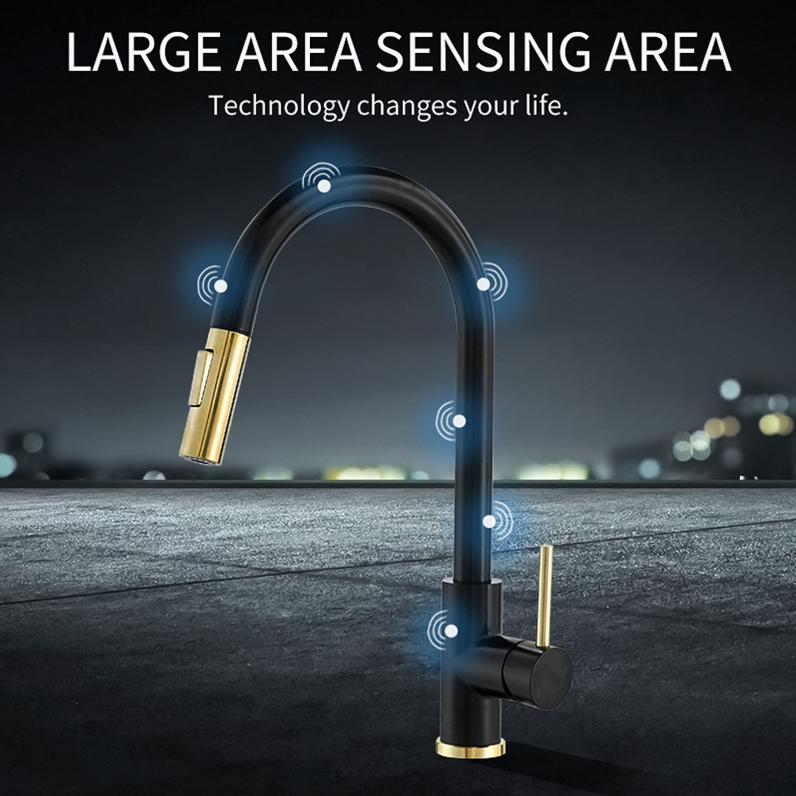 Touchless Kitchen Faucet with Pull Down Sprayer - High Arc Single Handle Stainless Steel Sensor Faucet in Brushed Nickel Black | Ideal for Modern Kitchens, Restaurants & ADA Compliant Spaces