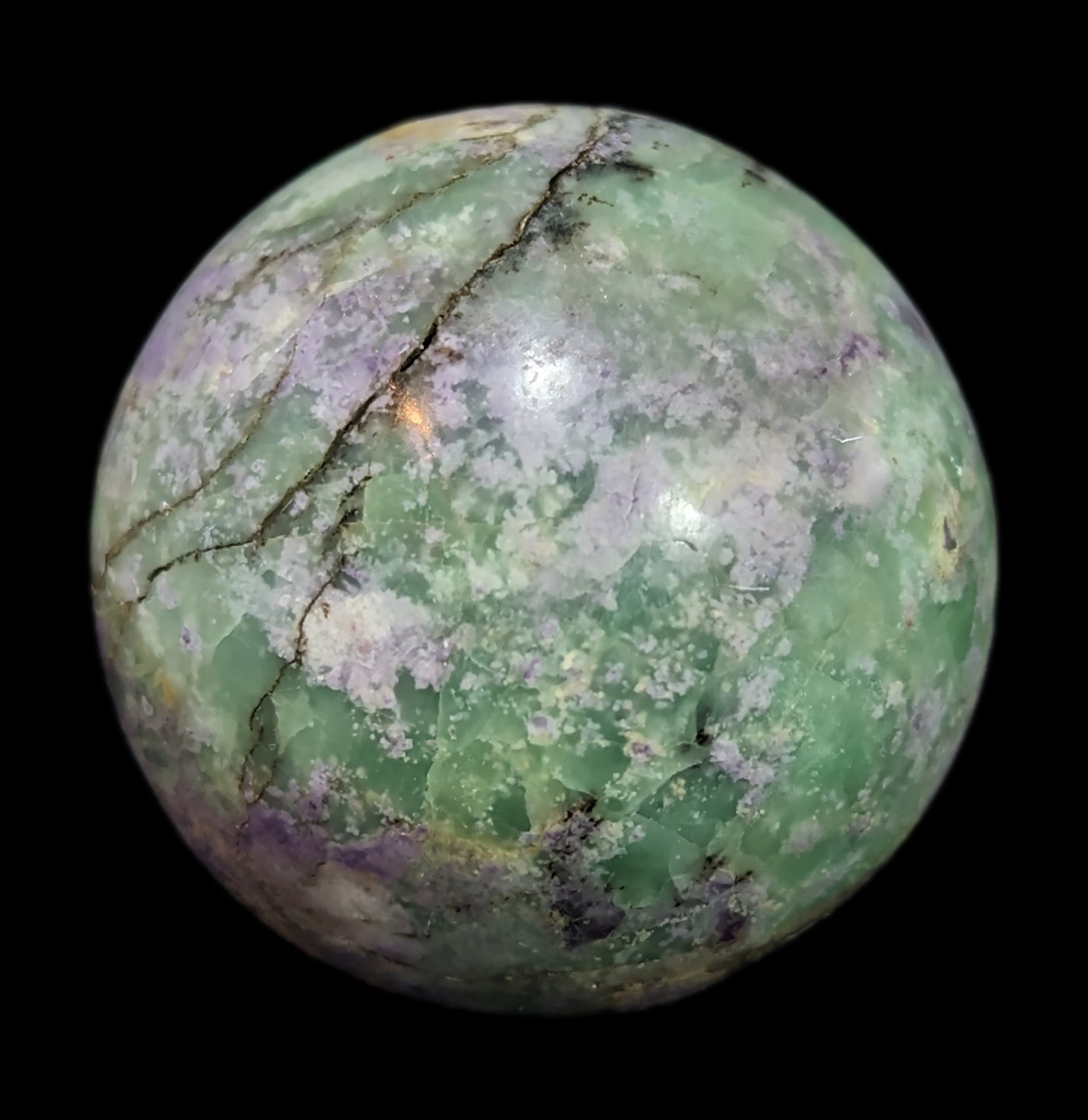 Natural Bolivianite Crystal Sphere - Healing Stone for Meditation, Reiki & Energy Work - Perfect for Home Decor, Spiritual Gifts & Yoga Space Enhancement