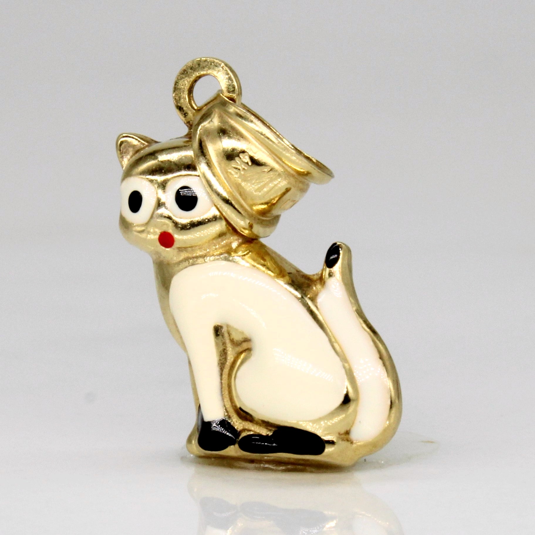 14k Yellow Gold & Enamel Cat Pendant Necklace - Elegant Handmade Jewelry Gift for Women, Cat Lovers - Perfect for Birthdays, Anniversaries & Everyday Wear