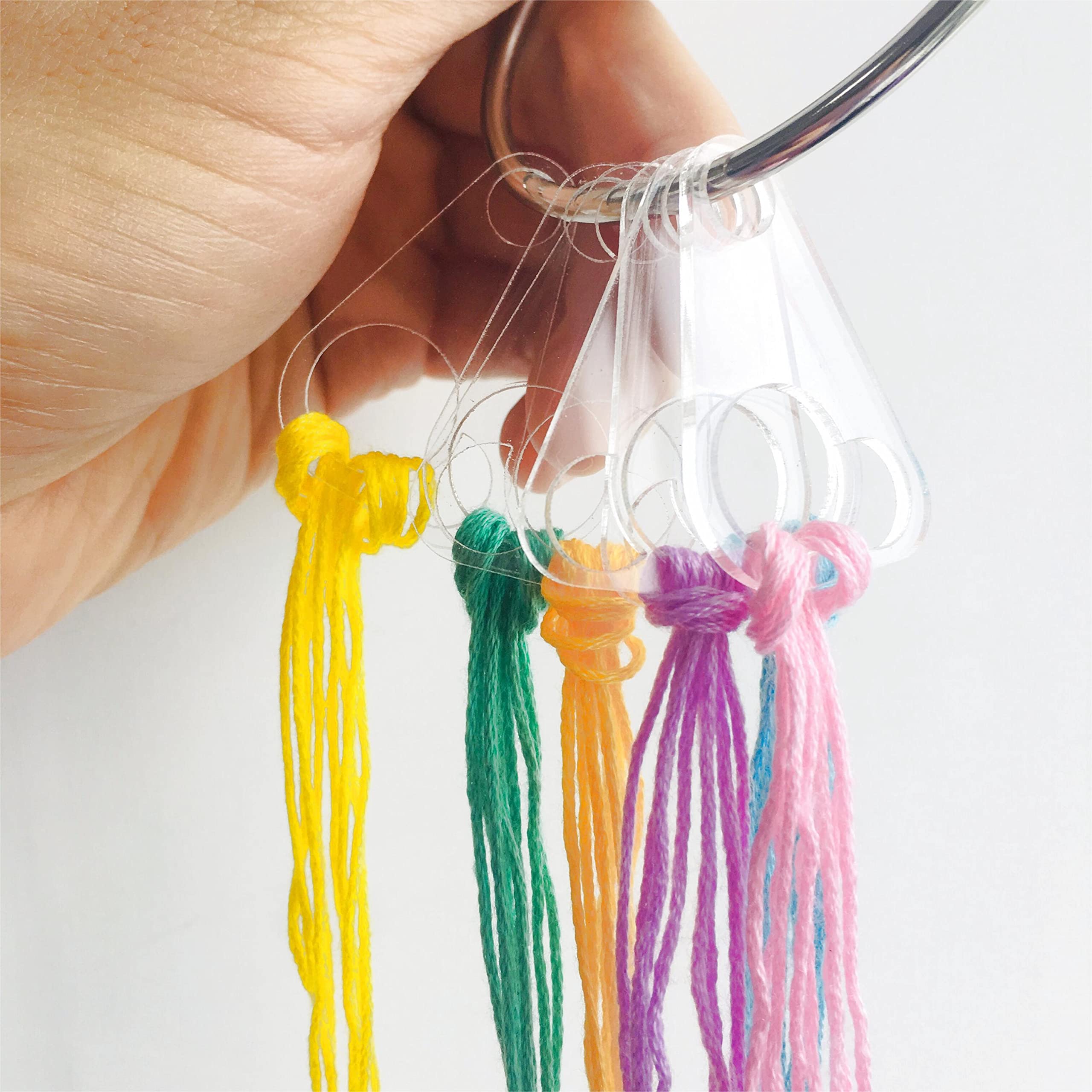 20-Piece Clear Acrylic Floss Drops for Embroidery Thread Organization - Durable Floss Chips for Crafting, Cross Stitch & DIY Projects - Perfect for Needlework Storage and Display
