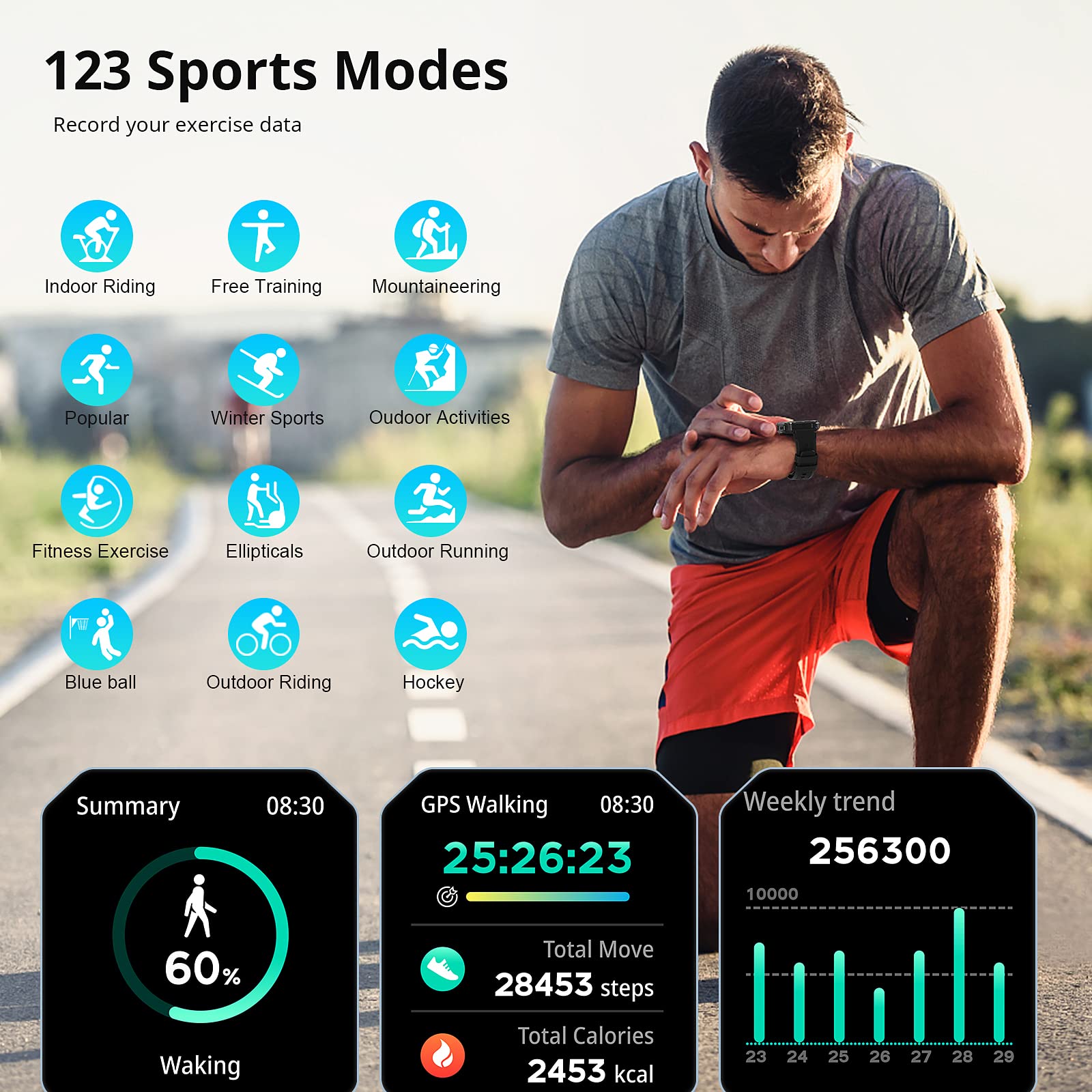 Military Smart Watch for Men - Bluetooth Call (Answer/Dial), IP68 Waterproof Tactical Rugged Smartwatch, 1.83