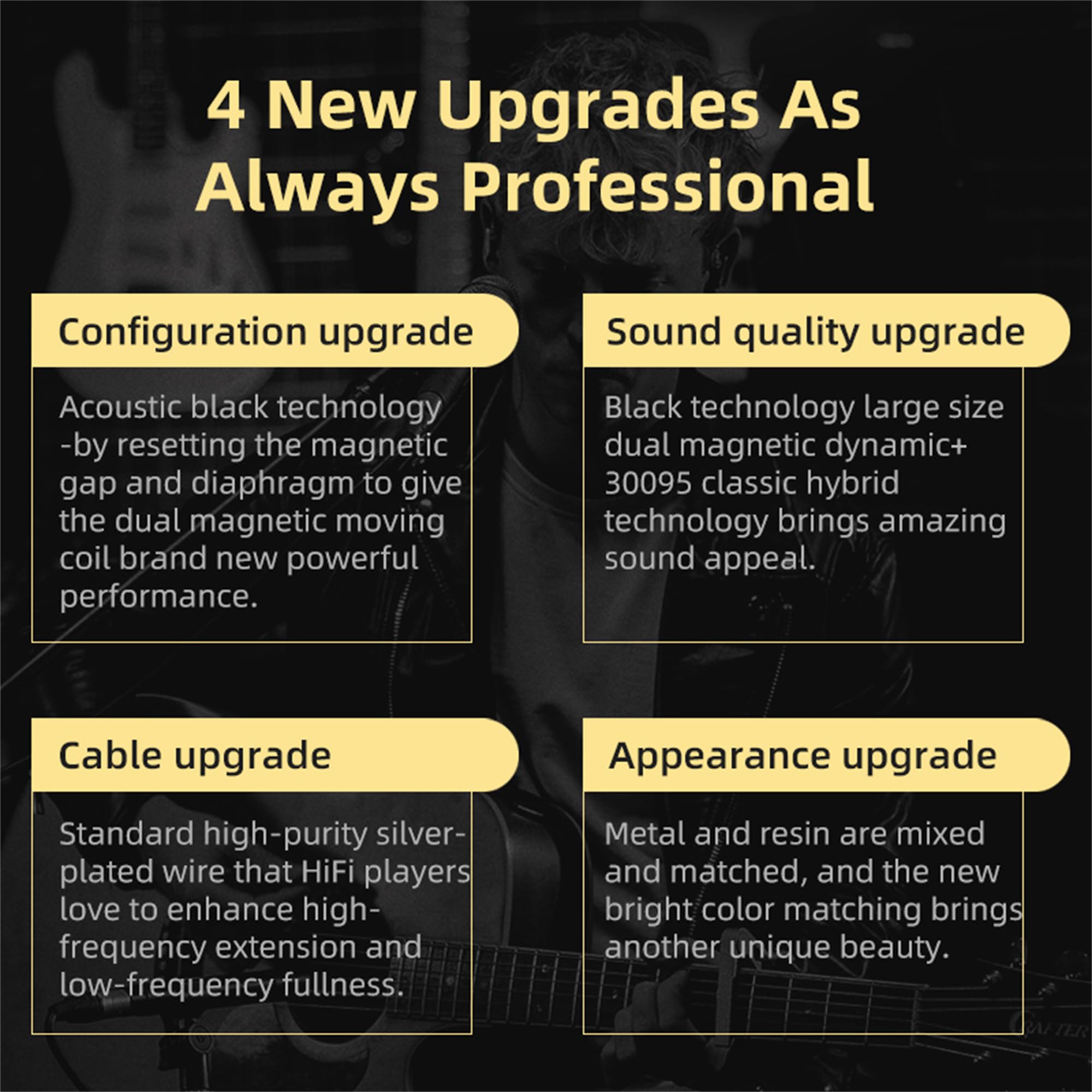 KZ ZSN Pro X Wired Gaming Earbuds - Hybrid Dual Driver (1BA+1DD) HIFI IEM In-Ear Monitor Headphones with Detachable Tangle-Free Cable for Musicians & Audiophiles - Gold (No Mic) - Perfect for Gaming, Music Production & Professional Audio Monitoring