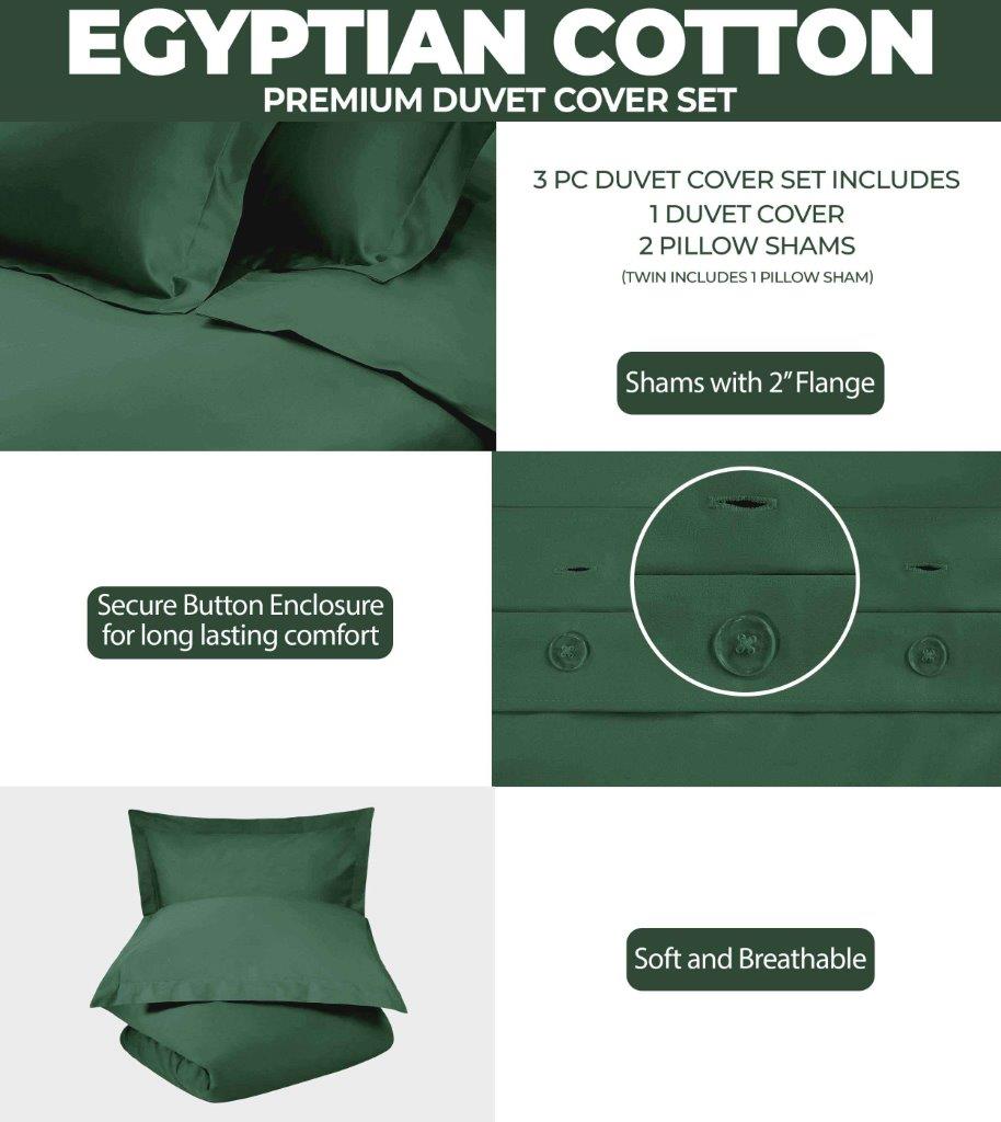 Premium Egyptian Cotton 400 Thread Count Duvet Cover Set - Ultra Soft & Breathable Bedding for Luxury Hotels & Master Bedrooms