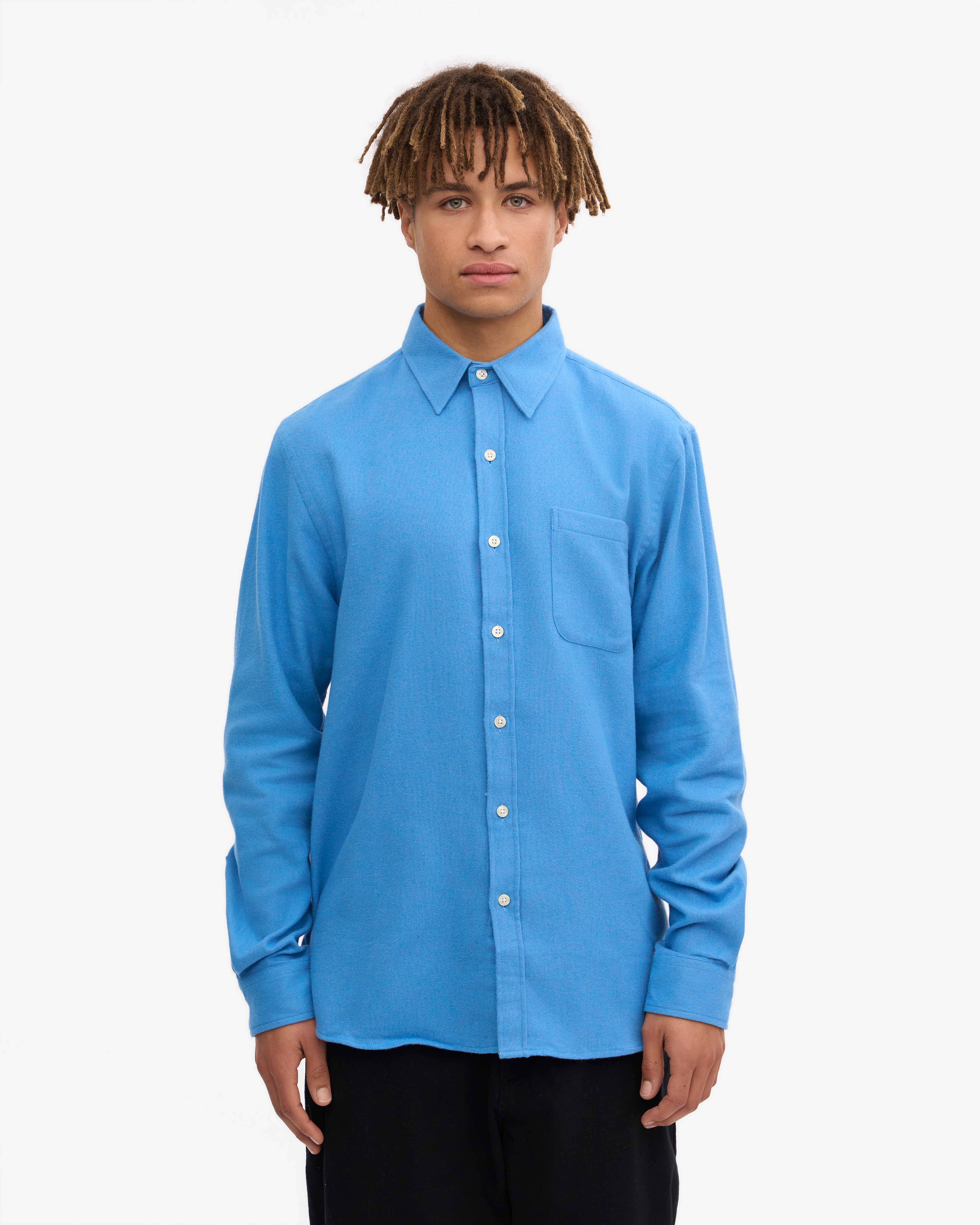 Premium Organic Cotton Flannel Shirt for Men - Soft & Comfortable Pacific Blue Plaid - Perfect for Outdoor Adventures, Camping & Casual Wear