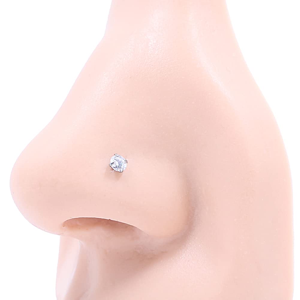 FANSING L-Shaped Nose Studs for Women & Men - Surgical Steel Nose Rings with Cubic Zirconia - Hypoallergenic Nostril Piercing Jewelry - Perfect for Everyday Wear, Parties & Special Occasions