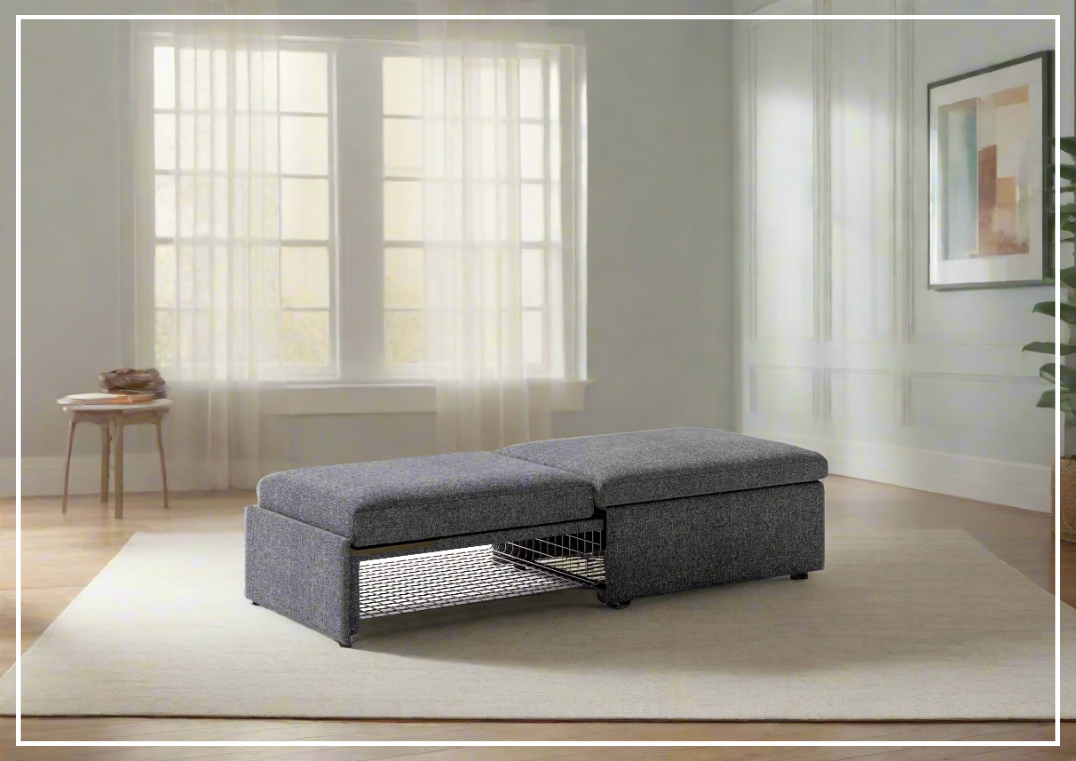 Luonto Otto Cot Size Sleeper Ottoman with Storage Drawer - Convertible Daybed for Guest Room, Nursery & Small Space Living - Perfect for Apartments, Dorms & Home Offices