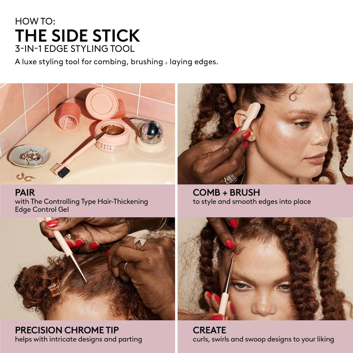 Fenty Beauty by Rihanna The Sidestick - 3-in-1 Edge Styling Tool for Hair & Makeup | Perfect for Styling, Contouring & Touch-Ups | New in Box | Great for Travel & On-the-Go Beauty
