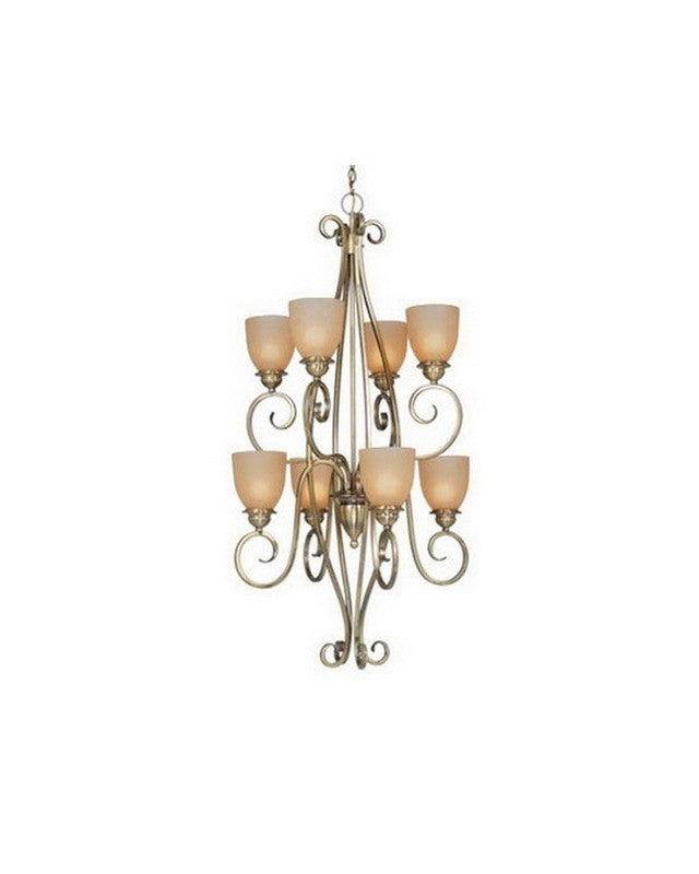 Vaxcel CH35908 8-Light Antique Brass Chandelier - Elegant Dining Room Ceiling Light Fixture for Home Decor & Wedding Venues