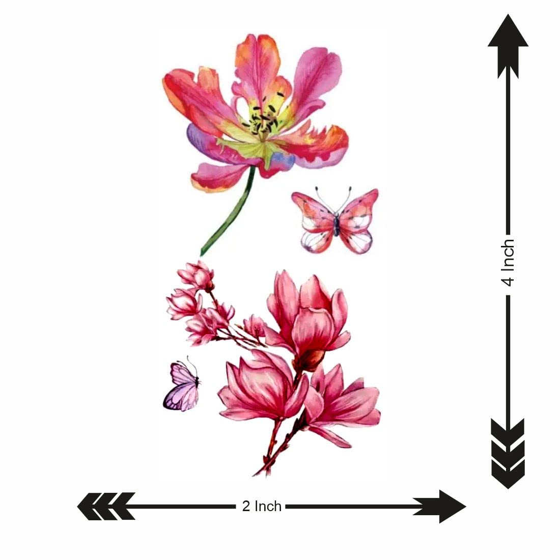 Waterproof Lily Flower Temporary Tattoo for Men & Women - Long Lasting Fake Body Art for Parties, Festivals & Summer Beach Looks