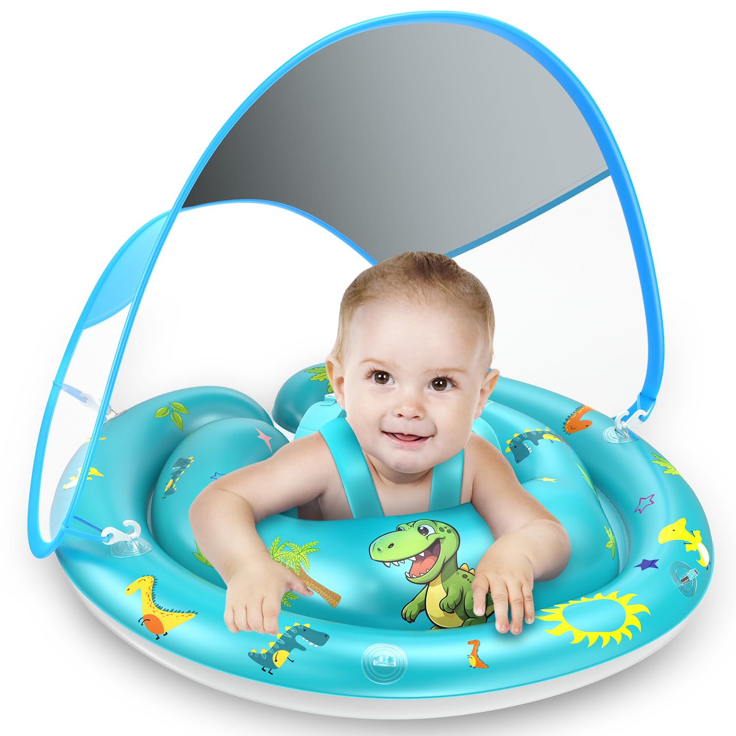 LAYCOL Baby Pool Float with UPF50+ Sun Protection & Adjustable Canopy - Car Shaped Infant Swimming Float for Toddlers 3-36 Months - Perfect for Backyard Pools, Beach Trips & Summer Water Play