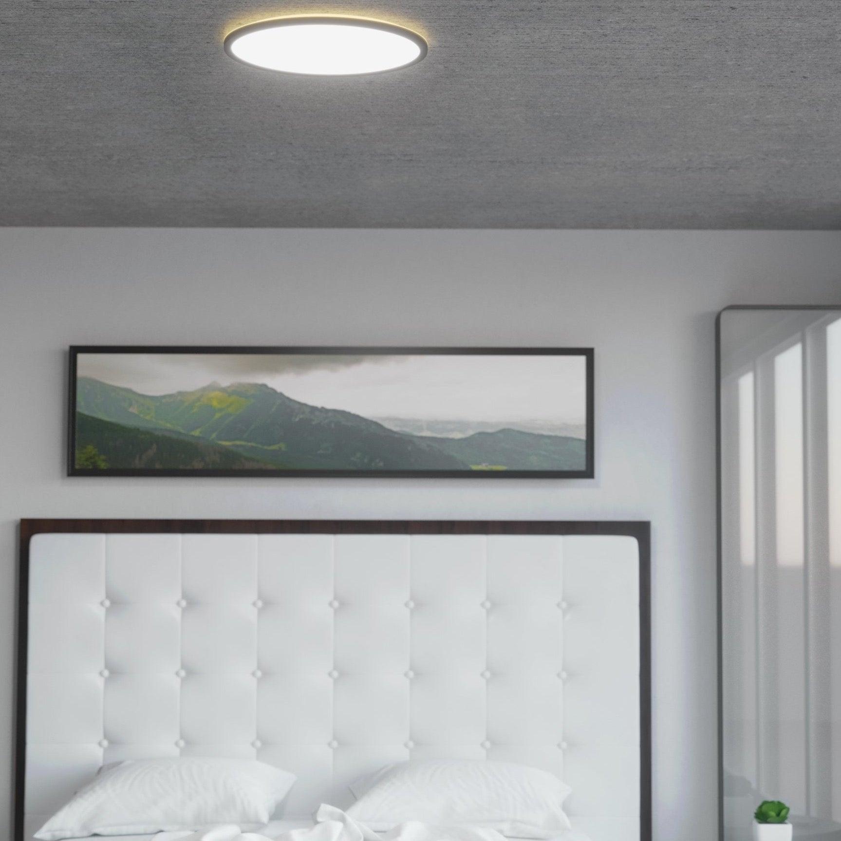 Eglo Connect Rovito Z Round Black Smart LED Flush Ceiling Light 42cm - Dimmable WiFi-Controlled Modern Fixture for Living Room, Bedroom & Kitchen Lighting