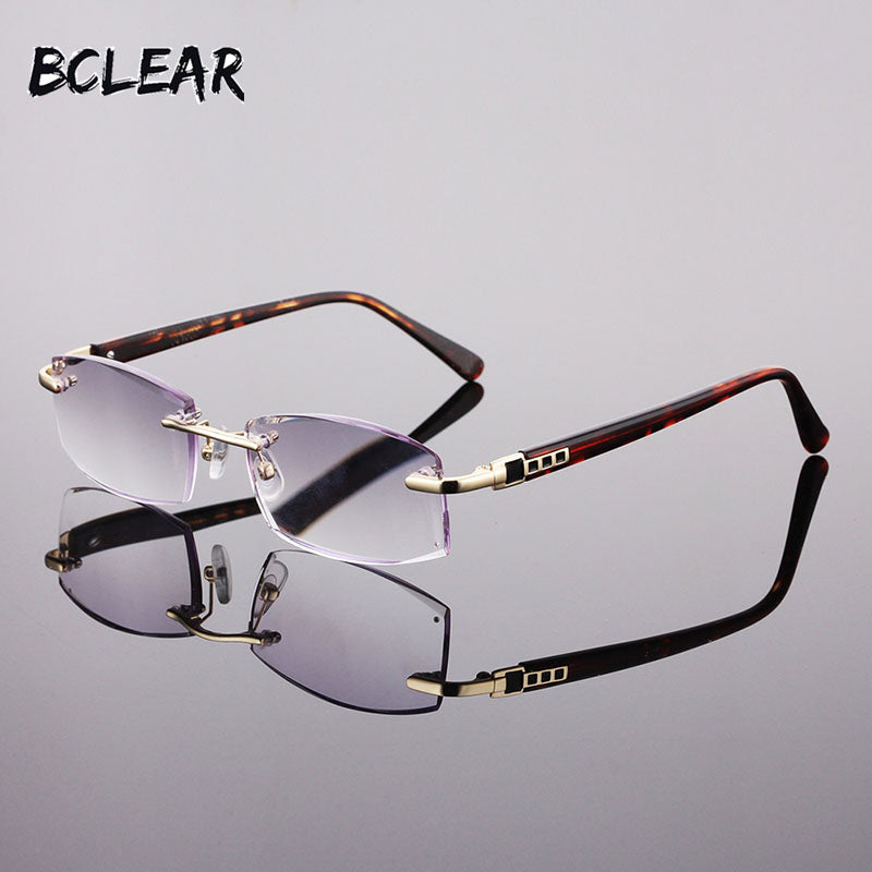 Bclear Rimless Reading Glasses for Men +1.00 to +4.00 Strength - Lightweight & Stylish Eyewear for Reading, Working & Computer Use