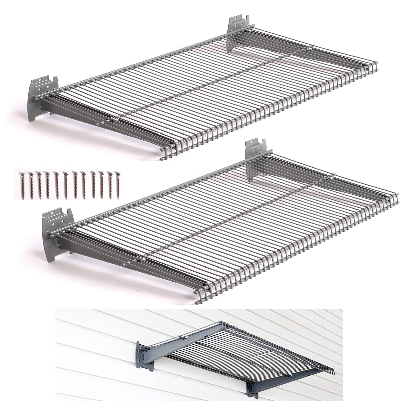 2-Pack Heavy Duty Metal Slatwall Shelves 23.6