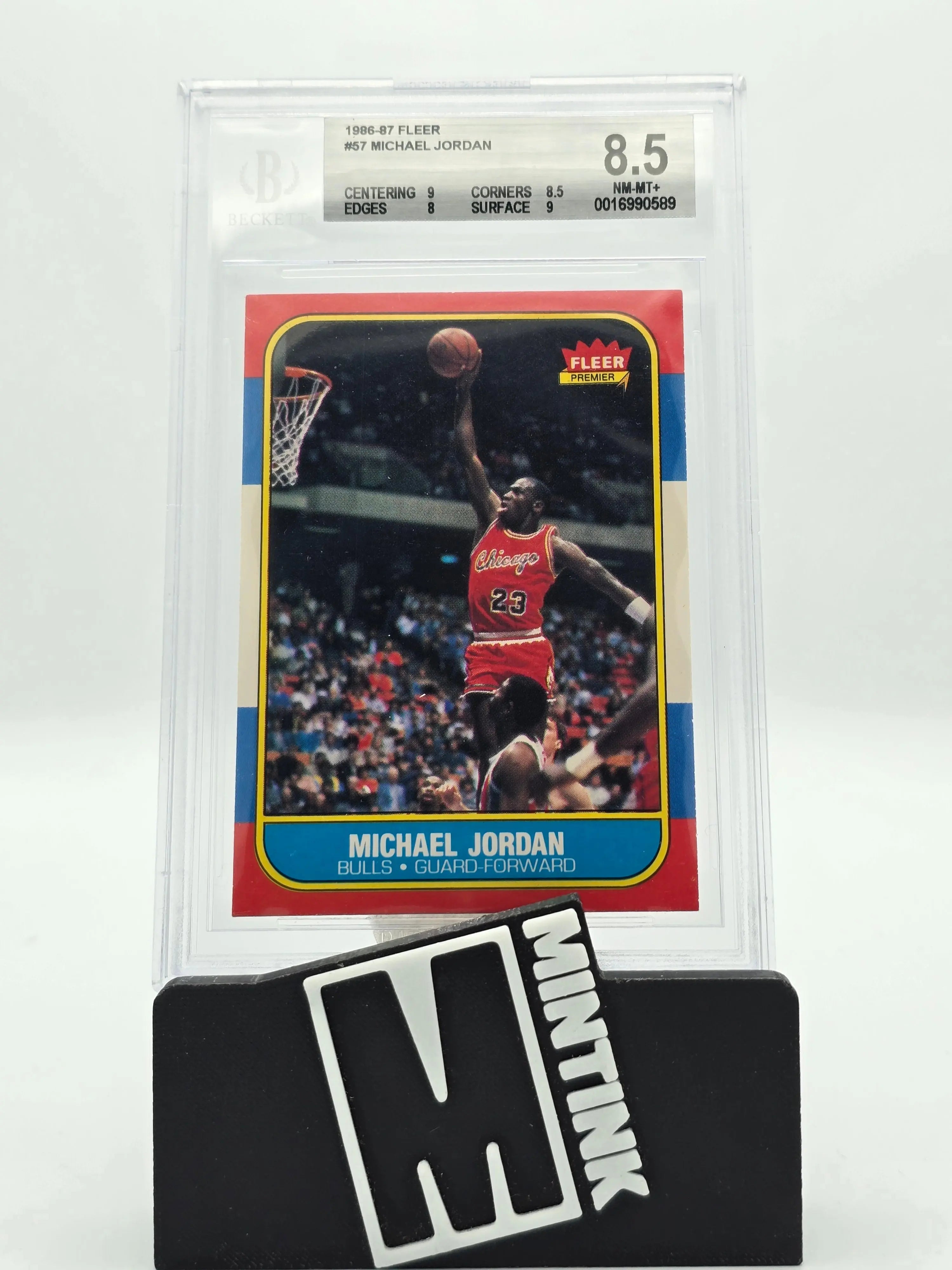 1986-87 Fleer Michael Jordan Rookie Card #57 Beckett Graded 8.5 - Rare Basketball Collectible for Sports Memorabilia Fans & Investment
