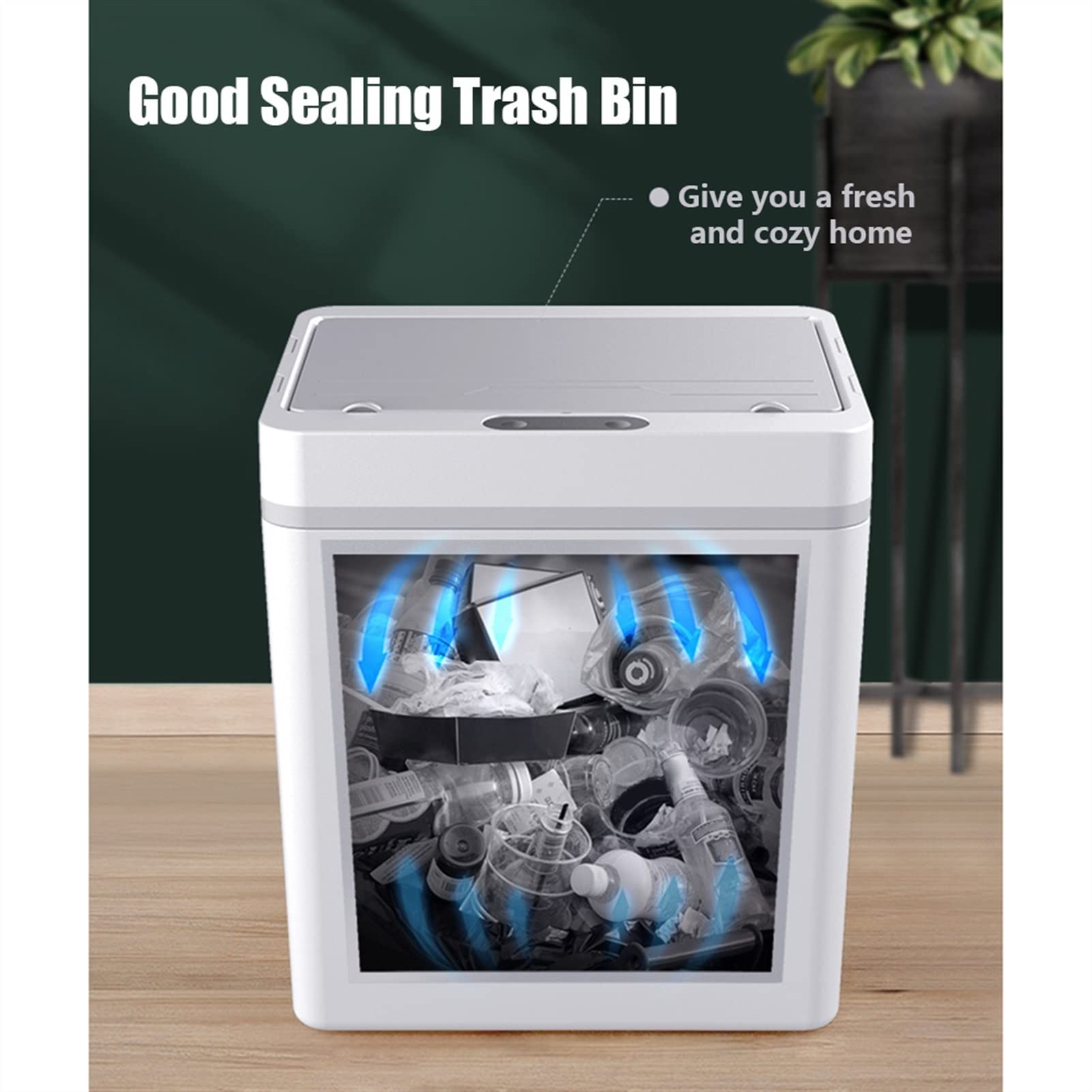 TOMYEUS 13L Automatic Motion Sensor Trash Can - Smart Electric Waste Bin with Touch-Free Technology for Kitchen, Bathroom & Office - Hands-Free Garbage Bin for Hygienic Waste Disposal in Home & Commercial Spaces