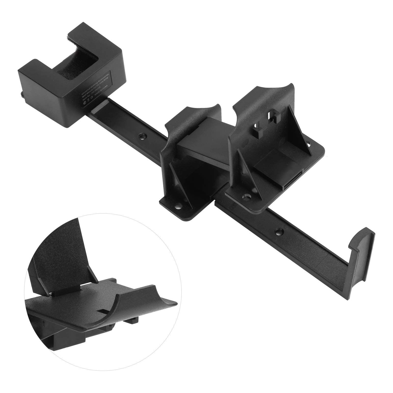 Universal ABS Wall Mount Bracket for Controller with Headset Hanger - Gaming Setup Accessory