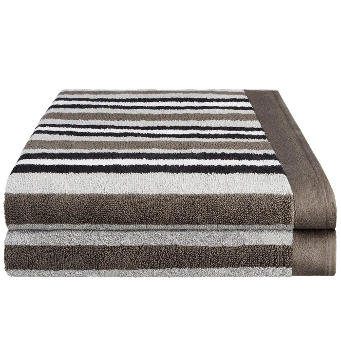 Premium Cotton Stripe 2-Piece Bath Towel Set - Soft, Absorbent & Quick-Drying - Perfect for Spa, Bathroom & Beach Use