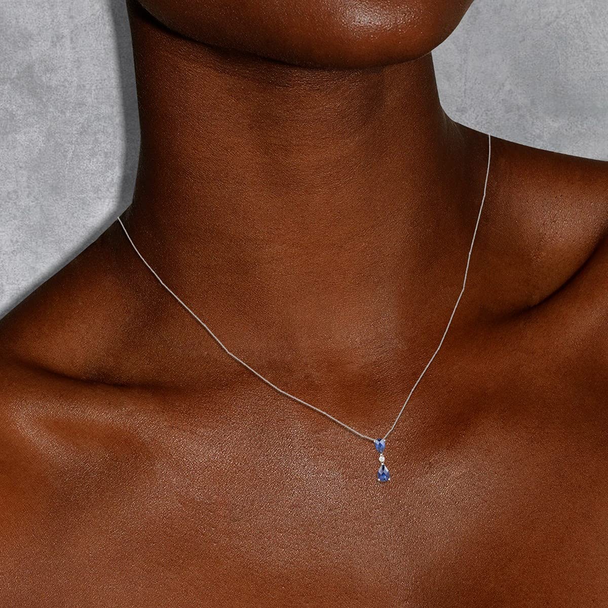 Lab-Created Blue Sapphire & White Sapphire Pear Drop Pendant & Earrings Set - Sterling Silver 18
