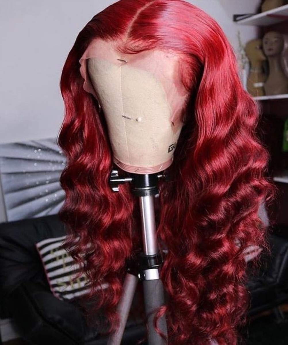 13x6 Burgundy Lace Front Human Hair Wig - 150% Density Loose Wave with Baby Hair for Black Women (26 Inch) - Perfect for Daily Wear, Parties & Special Occasions