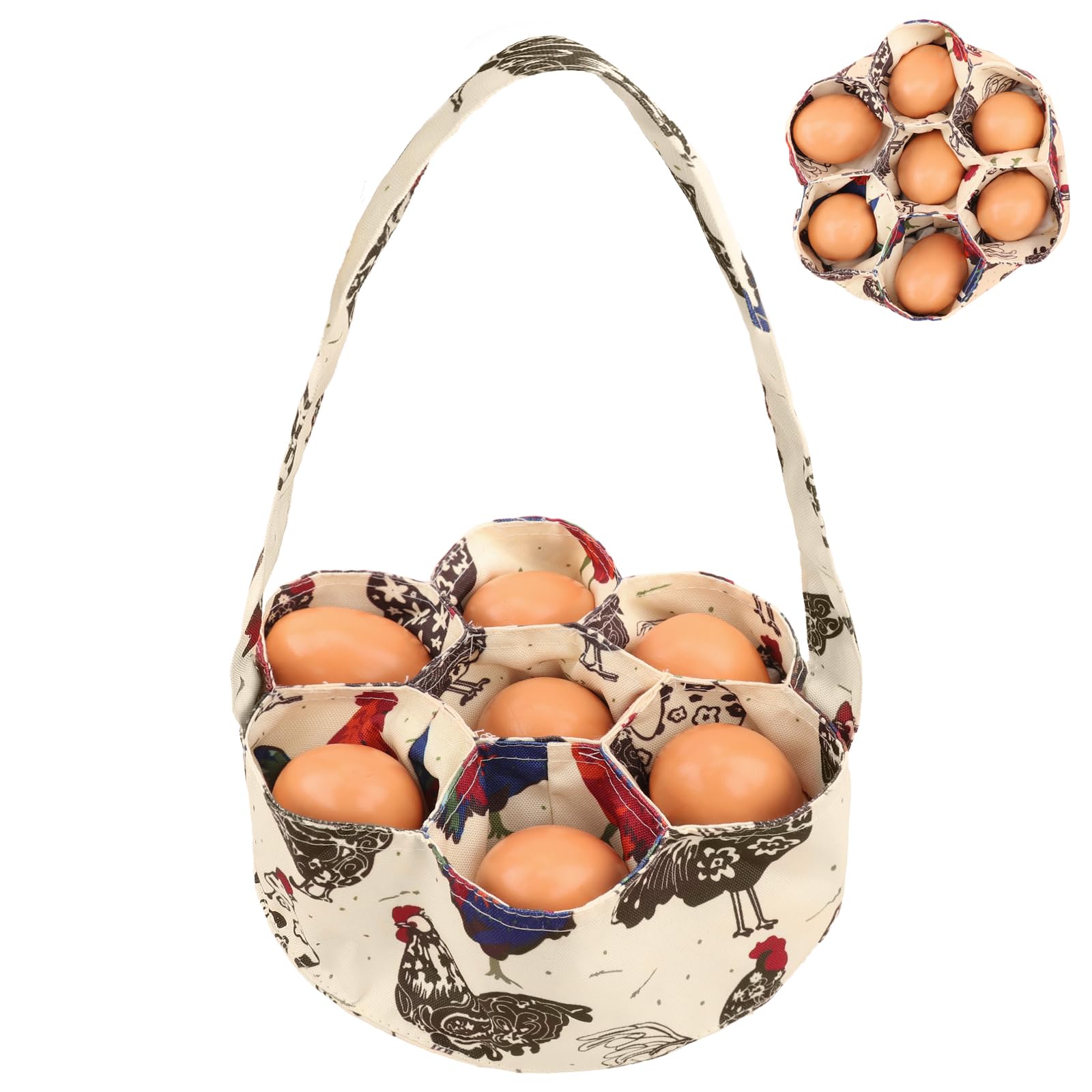 Hossmily 7-Pocket Egg Collecting Basket - Mini Farmhouse Egg Gathering Basket for Chicken, Duck, Goose Eggs - Durable Storage & Transport Solution for Homestead, Garden & Farmers Market (1 Pack)