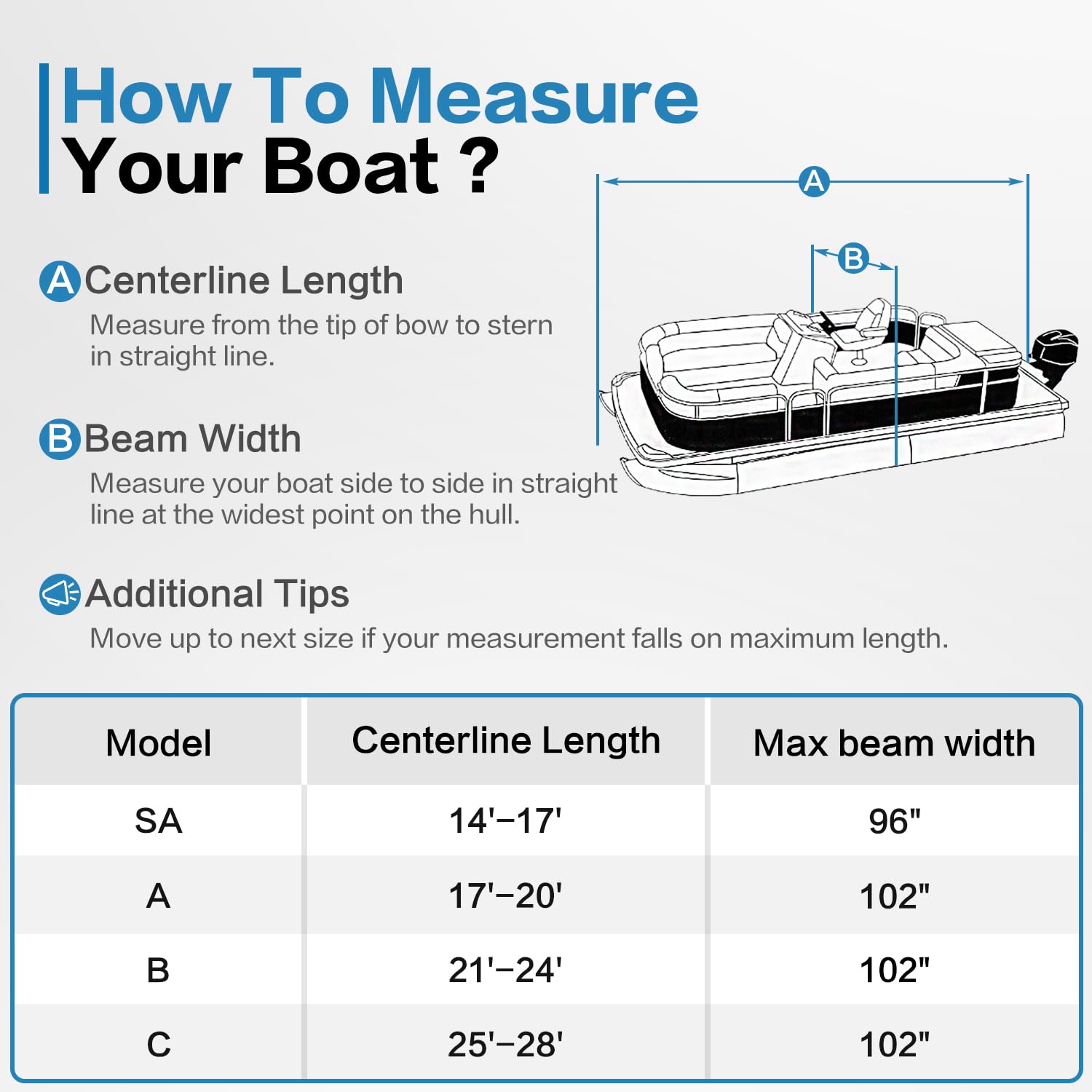 Heavy Duty 800D Marine Grade Waterproof Pontoon Boat Cover with Motor Cover - UV Resistant Solution-Dyed Polyester - Fits 25' to 28' Boats (Blue-Silver) - Perfect for Outdoor Storage & Dock Protection