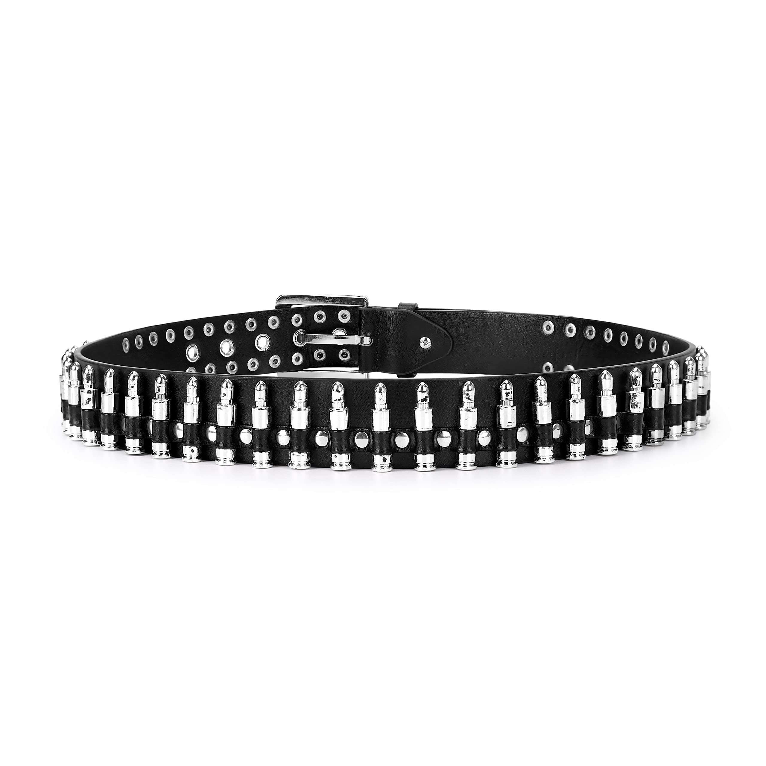 Personalized Black PU Leather Bullet Rivet Belt for Men - Stylish Hip Hop Fashion Accessory for Jeans, Pants & Casual Outfits | Perfect Gift for Trendy Streetwear Lovers