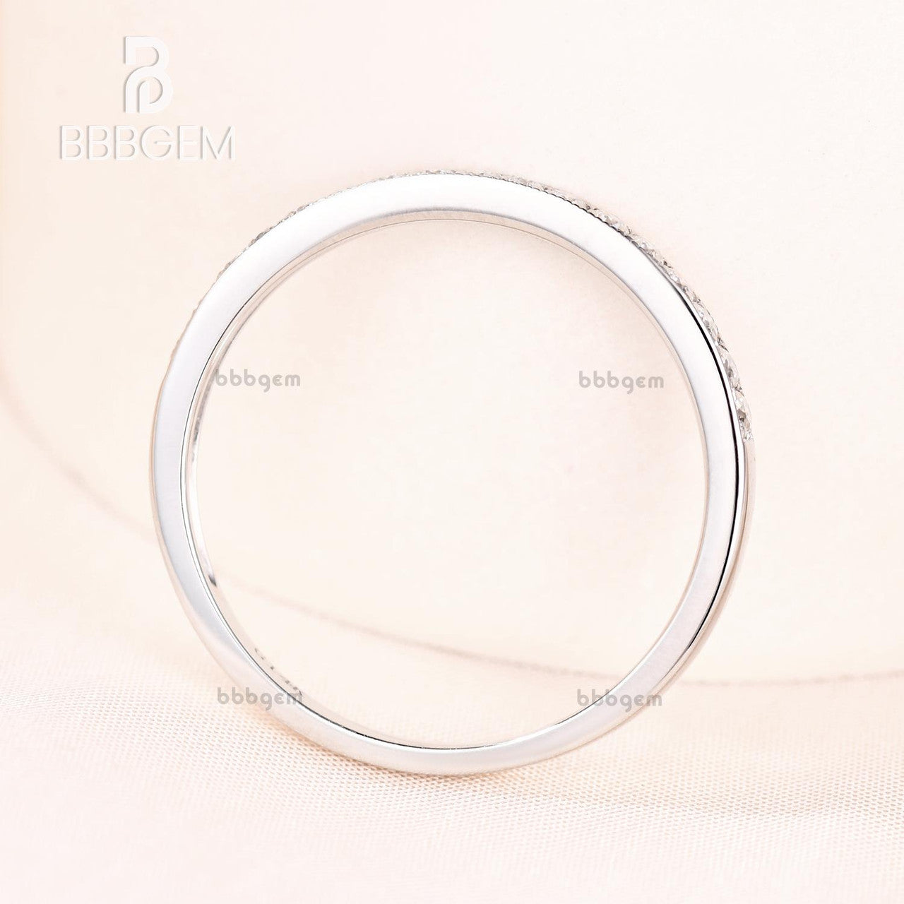 14K White Gold Petite Moissanite Half Eternity Wedding Band - Matching Anniversary Promise Ring Set for Women, Perfect for Bridal Jewelry, Engagement Gift & Romantic Occasions
