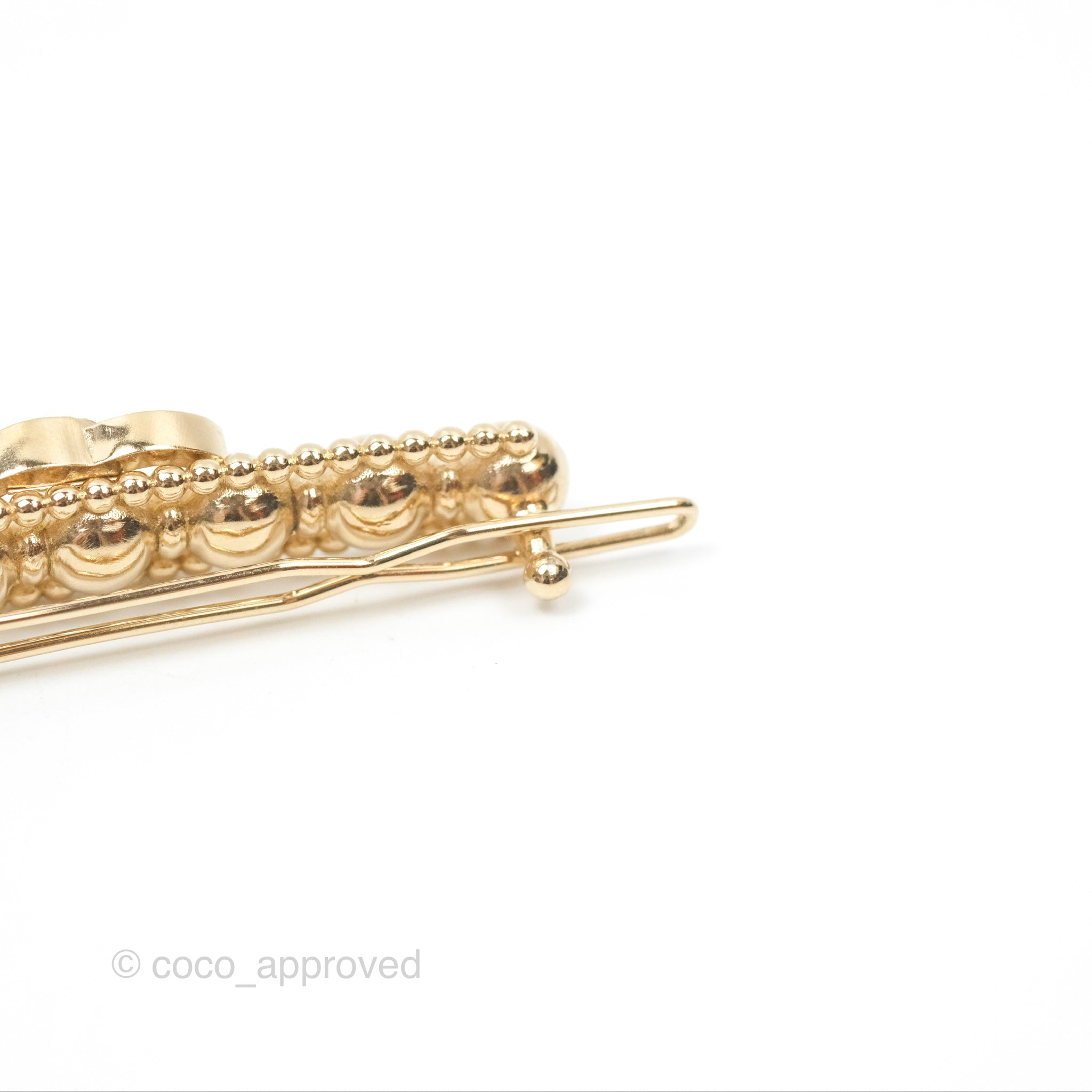 Chanel CC Crystal Beaded Hair Clip - Gold Tone Hair Accessory for Women | Perfect for Weddings, Parties & Special Occasions