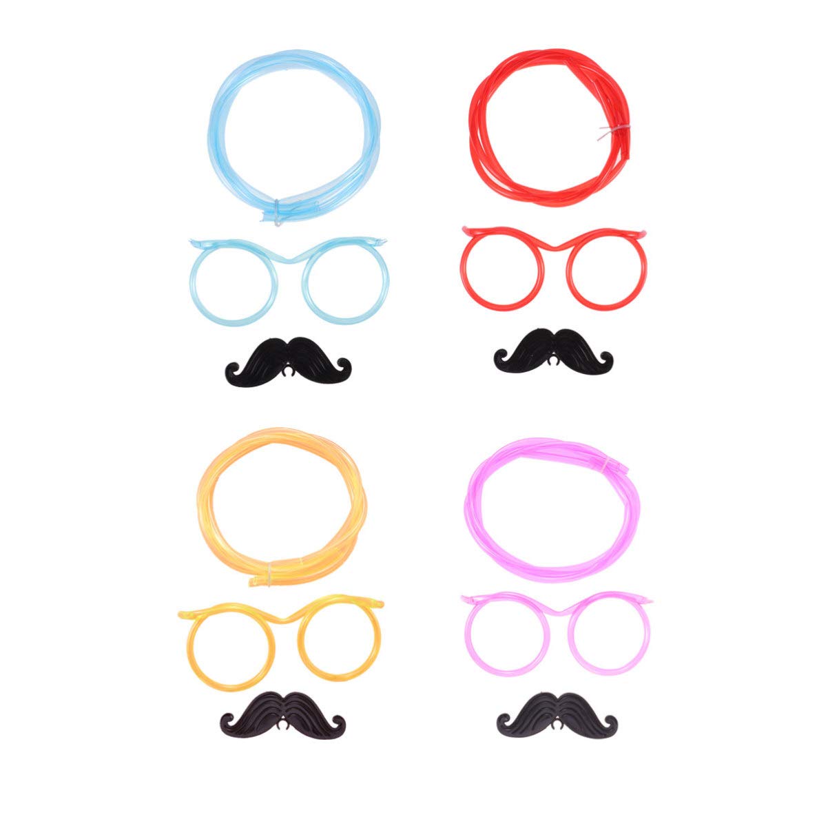 Funny Mustache Drinking Straws 4Pcs - Flexible Novelty Party Straws for Birthday, Bachelorette & Halloween - Perfect for Themed Parties, Photo Booths & Fun Drinks