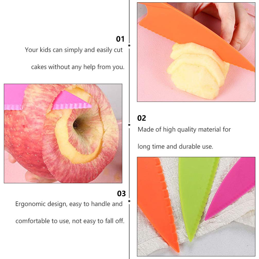 ULTECHNOVO 3-Piece Plastic Fruit Cutting Tool Set - Safe Kitchen Knives for Kids, Cake Decorating Supplies & Food Prep Accessories - Perfect for Birthday Parties, Baking, and Fruit Platters