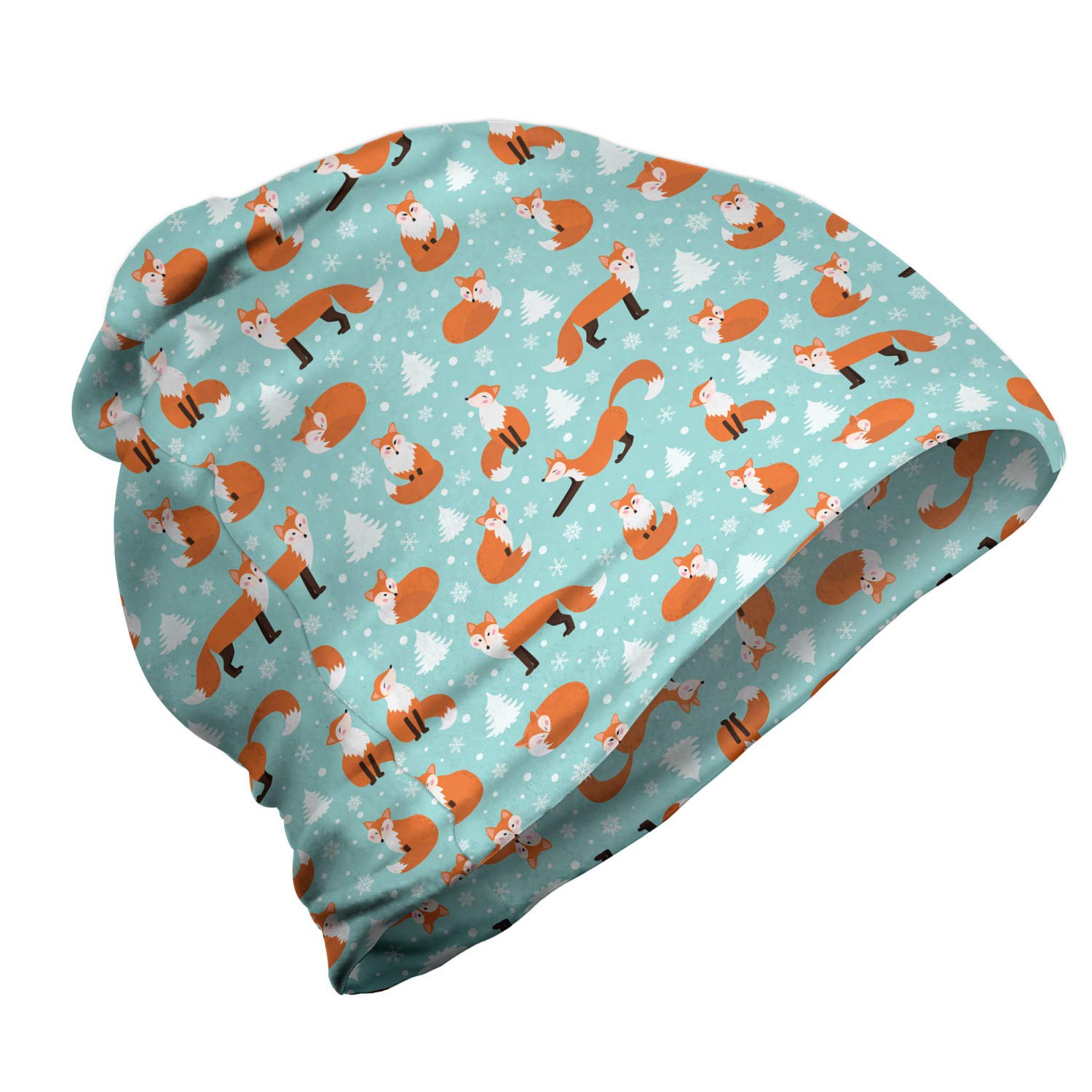 Ambesonne Unisex Winter Beanie - Wild Animal Print for Hiking & Outdoor Activities | Warm Knit Hat for Men & Women | Perfect for Skiing, Snowboarding & Cold Weather Adventures