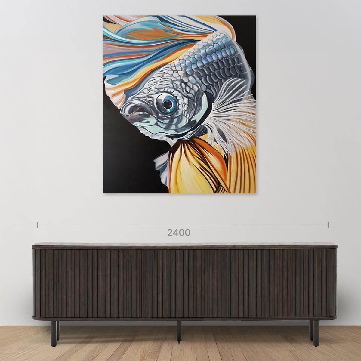 Vibrant Fighting Fish Oil Painting on Canvas - Animal Theme Artwork for Home Decor, Office Wall Art, and Gift Ideas