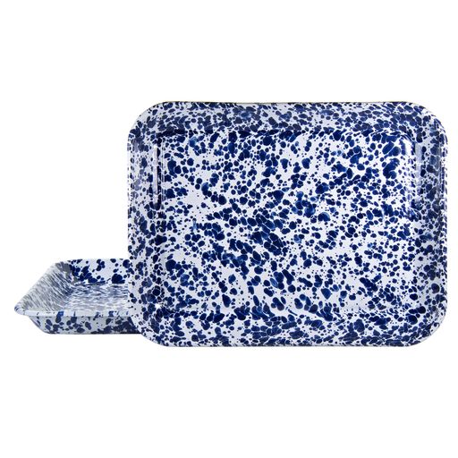 Small Rectangular Baking Sheet Tray - Cobalt Blue Swirl Design - Perfect for Cookies, Pastries & Party Snacks - Non-Stick & Durable for Home & Commercial Use