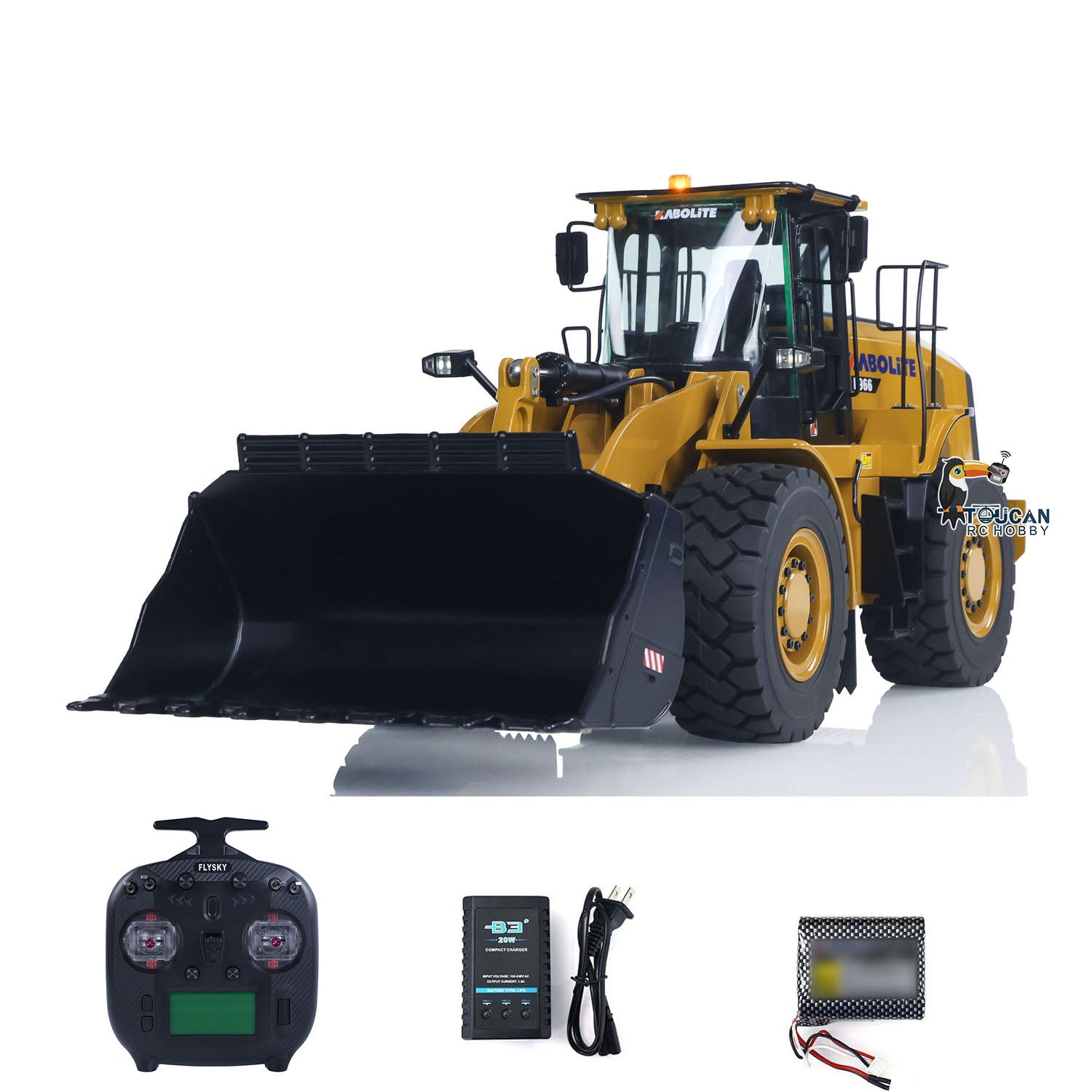HUINA K966 KABOLITE 2.4Ghz 1/16 Scale Hydraulic RC Loader Truck with 7500mAh Battery & 8-Channel Radio Control - Realistic Construction Toy for Adults and Kids, Perfect for Outdoor Play and Construction Site Simulation