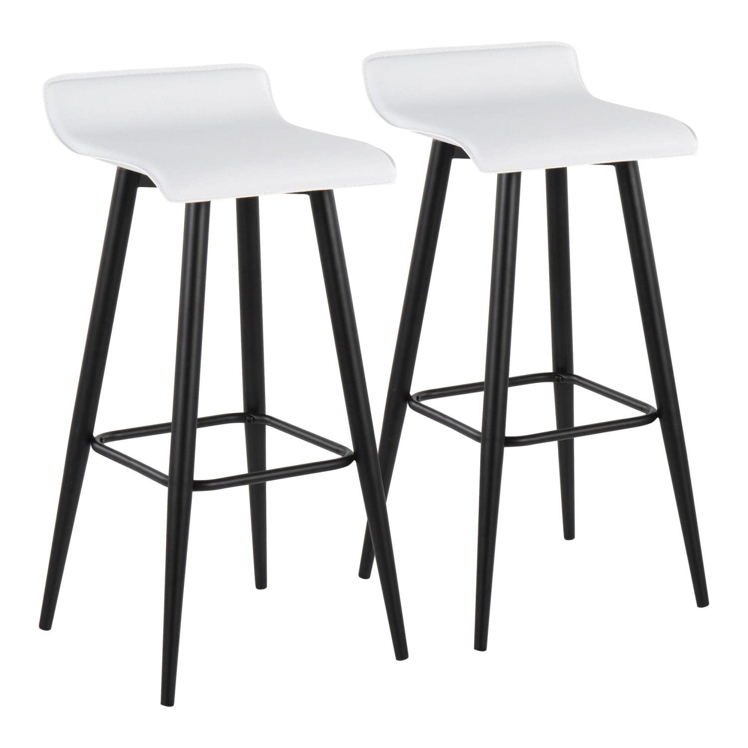 LumiSource Ale Fixed-Height Bar Stool Set of 2 - Black Modern Bar Chairs for Kitchen Island, Breakfast Nook & Home Bar - Durable Counter Height Stools for Dining & Entertaining