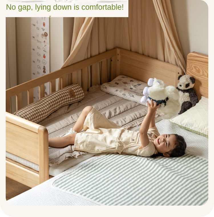 Solid Wood Poplar Kids Bed with Guardrail - Safe & Sturdy Toddler Bed for Nursery, Bedroom, or Playroom