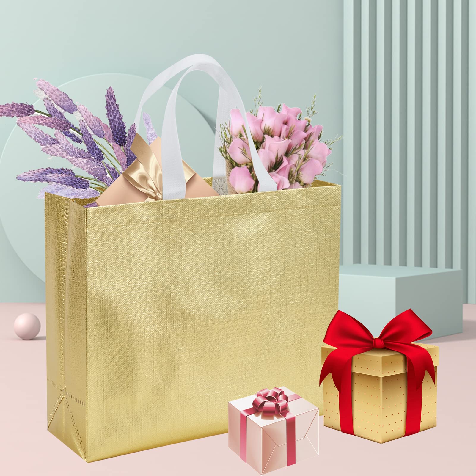 6 Pack Reusable Large Gift Bags with Handles - Eco-Friendly Party Wedding Favor Bags for Birthdays, Christmas, Baby Showers & Special Occasions