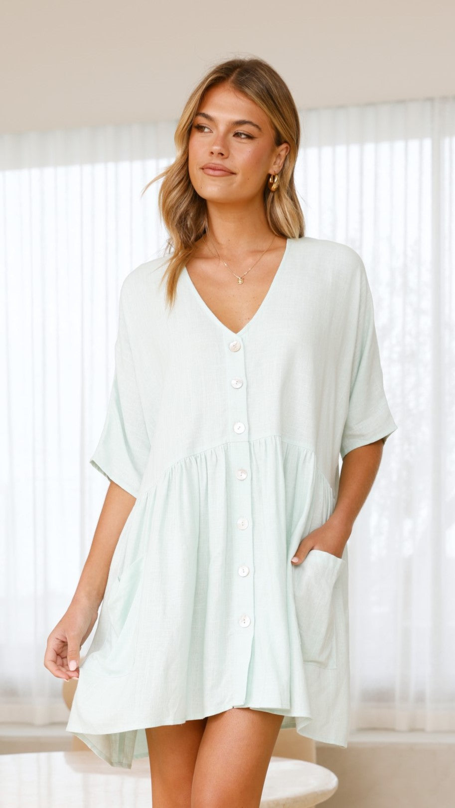 Leah Mini Dress in Mint Green - Flowy Summer Dress for Women, Casual & Party Wear, Perfect for Beach, Vacation & Date Nights