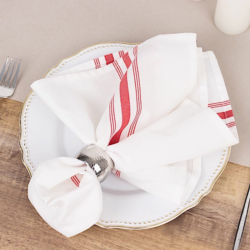 10 Pack Striped Polyester Napkins 18x22 Inches - Elegant Table Linens for Dinner Parties, Weddings & Home Decor